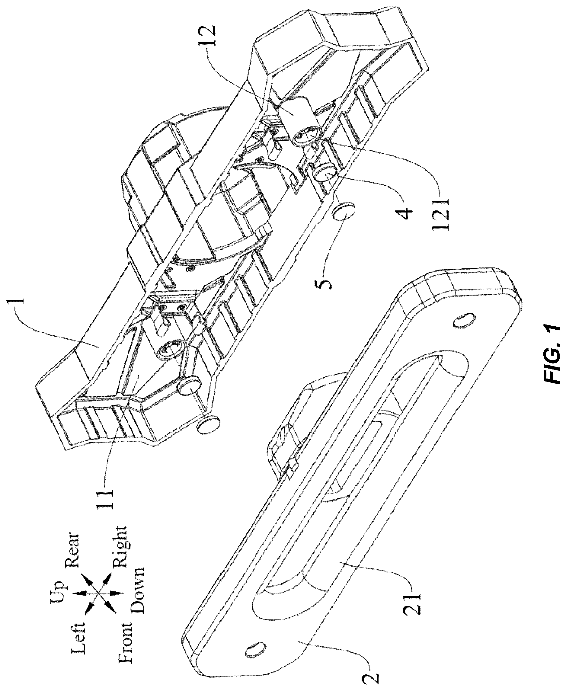 Patent US12612291 Figure 1 – Magnetic-attraction rope-guide protective shell, rope guide assembly, and vehicle