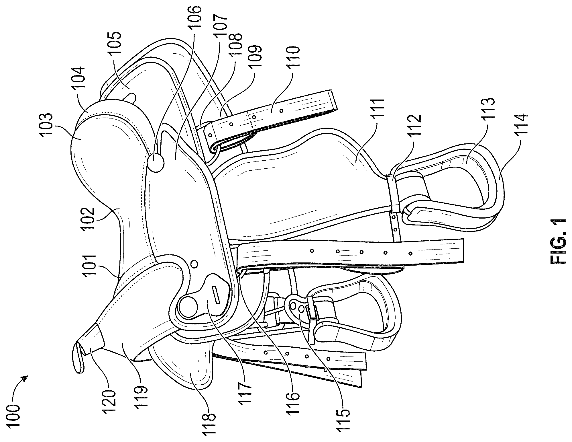 Patent US12612301 Figure 1 – Stirrup safety retainer