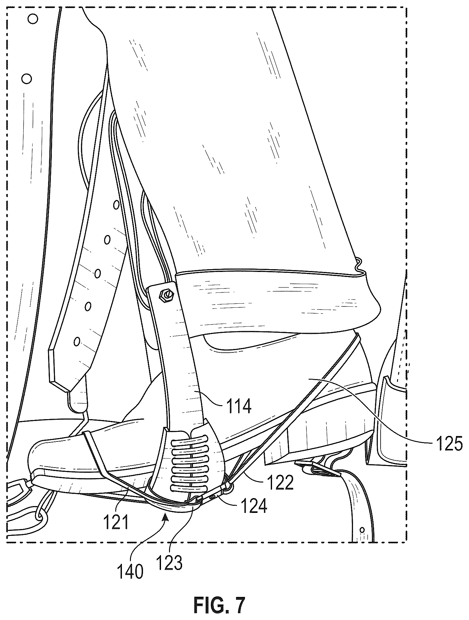 Patent US12612301 Figure 6 – Stirrup safety retainer