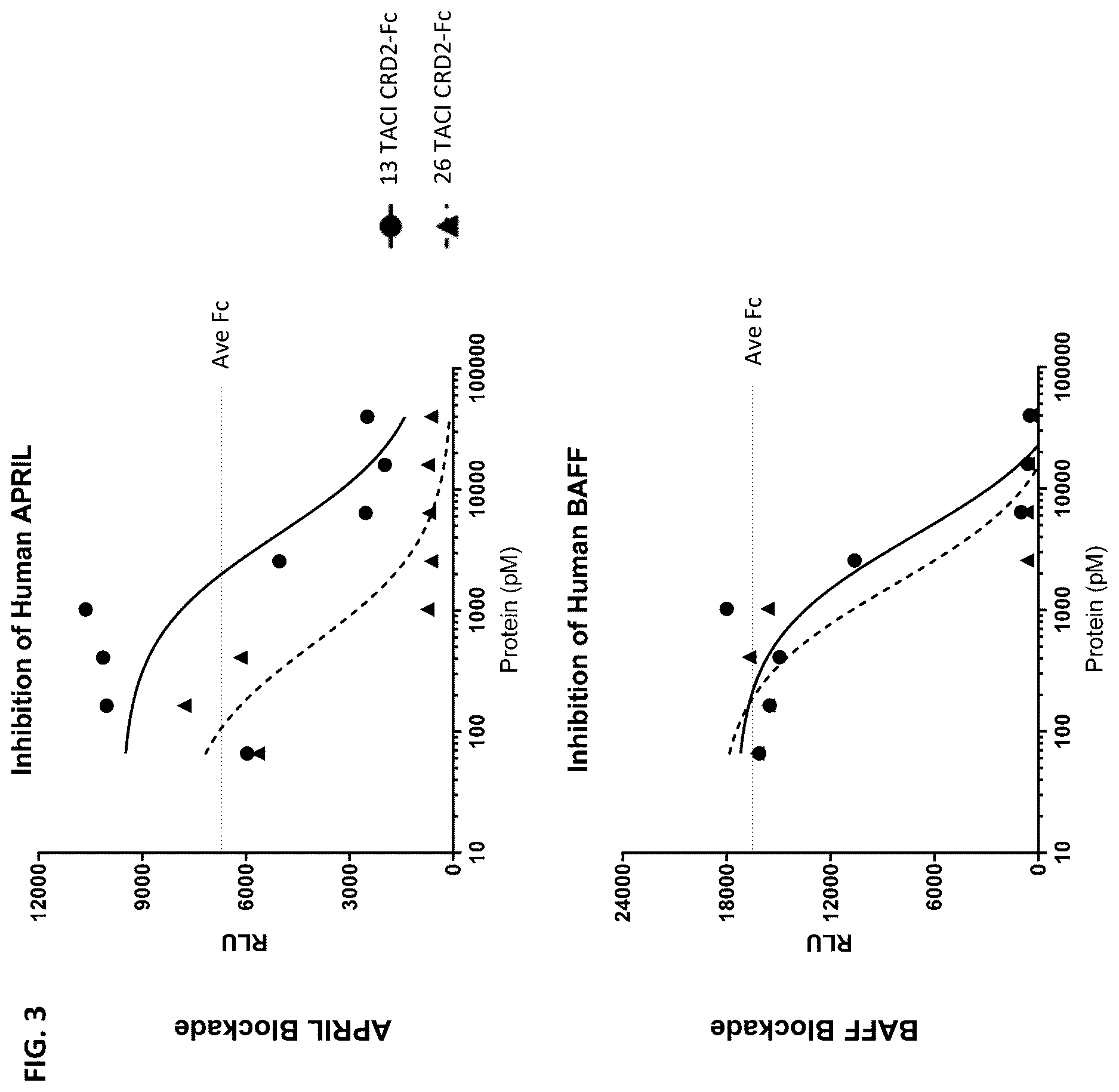 Patent US12612447 Figure 3 – April and BAFF inhibitory immunomodulatory proteins and methods of use thereof