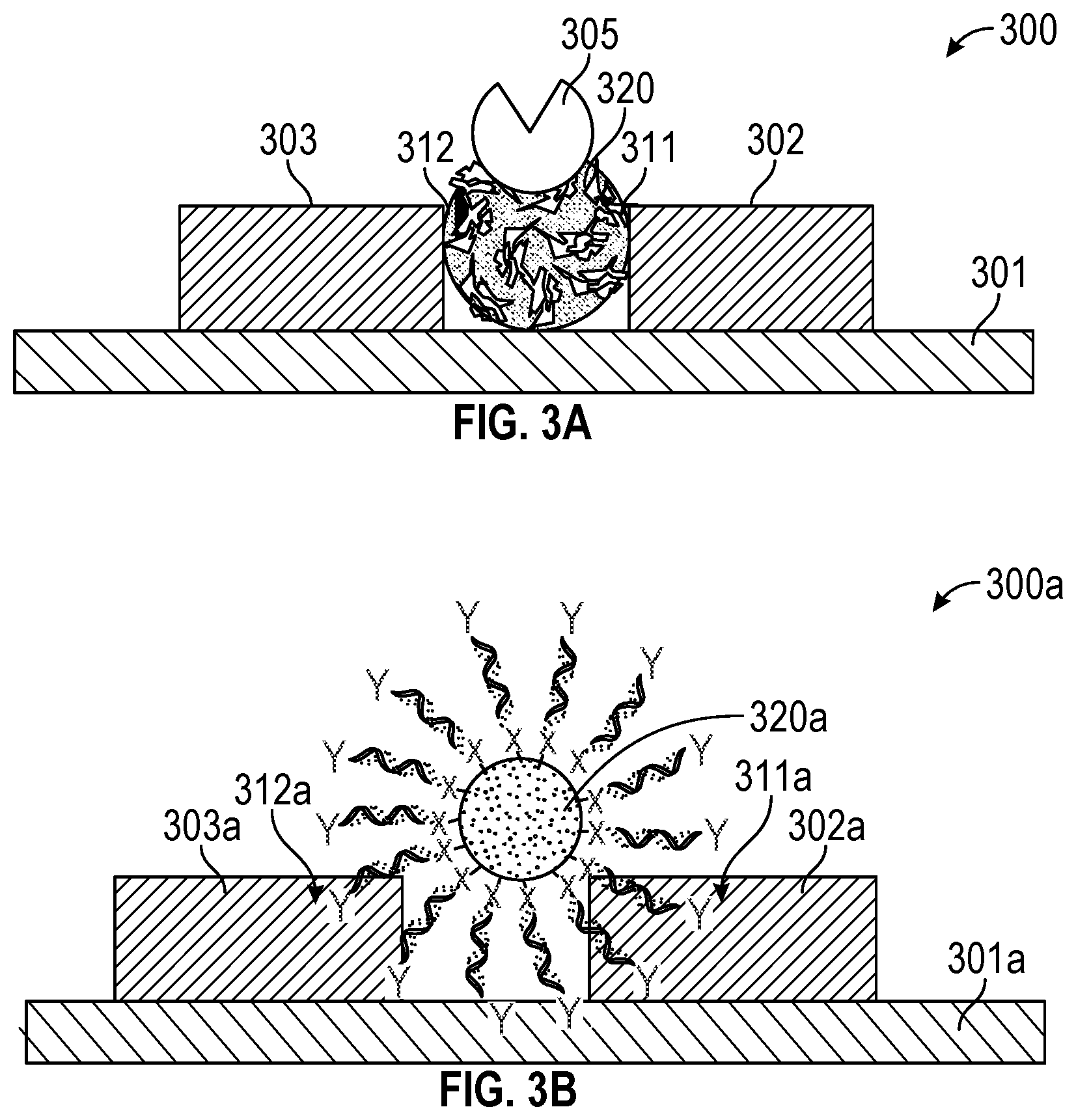 Patent US12612659 Figure 3 – Devices including particles coupled to electrodes, and methods of making and using the same