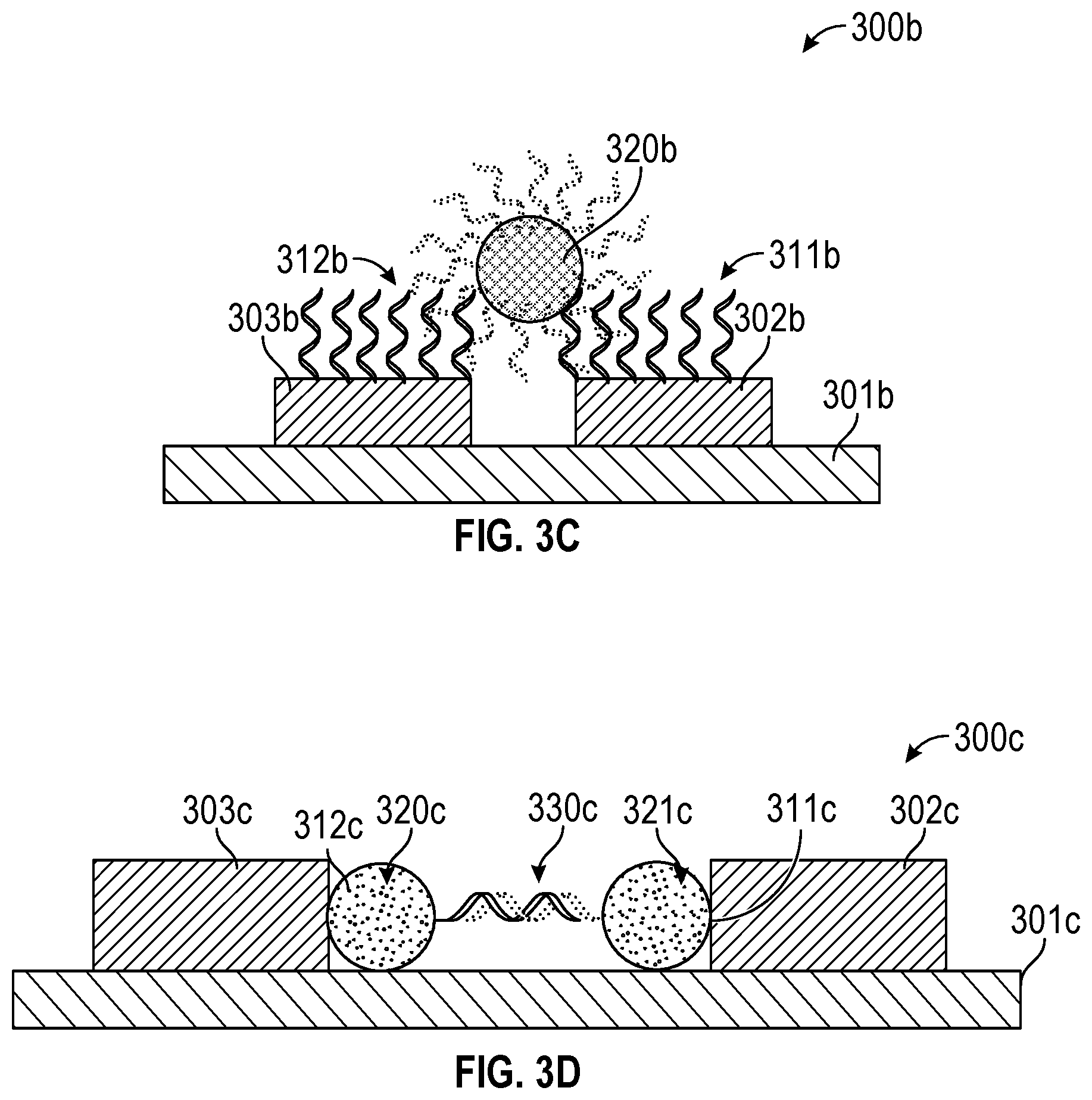 Patent US12612659 Figure 4 – Devices including particles coupled to electrodes, and methods of making and using the same