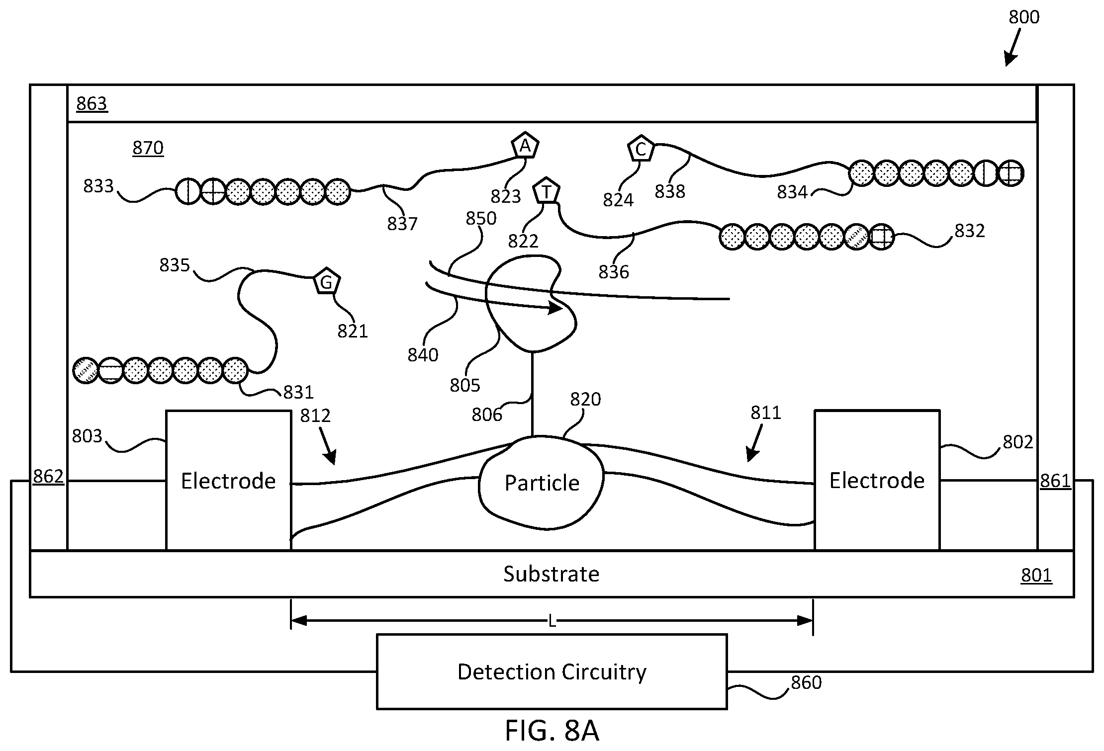 Patent US12612659 Figure 8 – Devices including particles coupled to electrodes, and methods of making and using the same