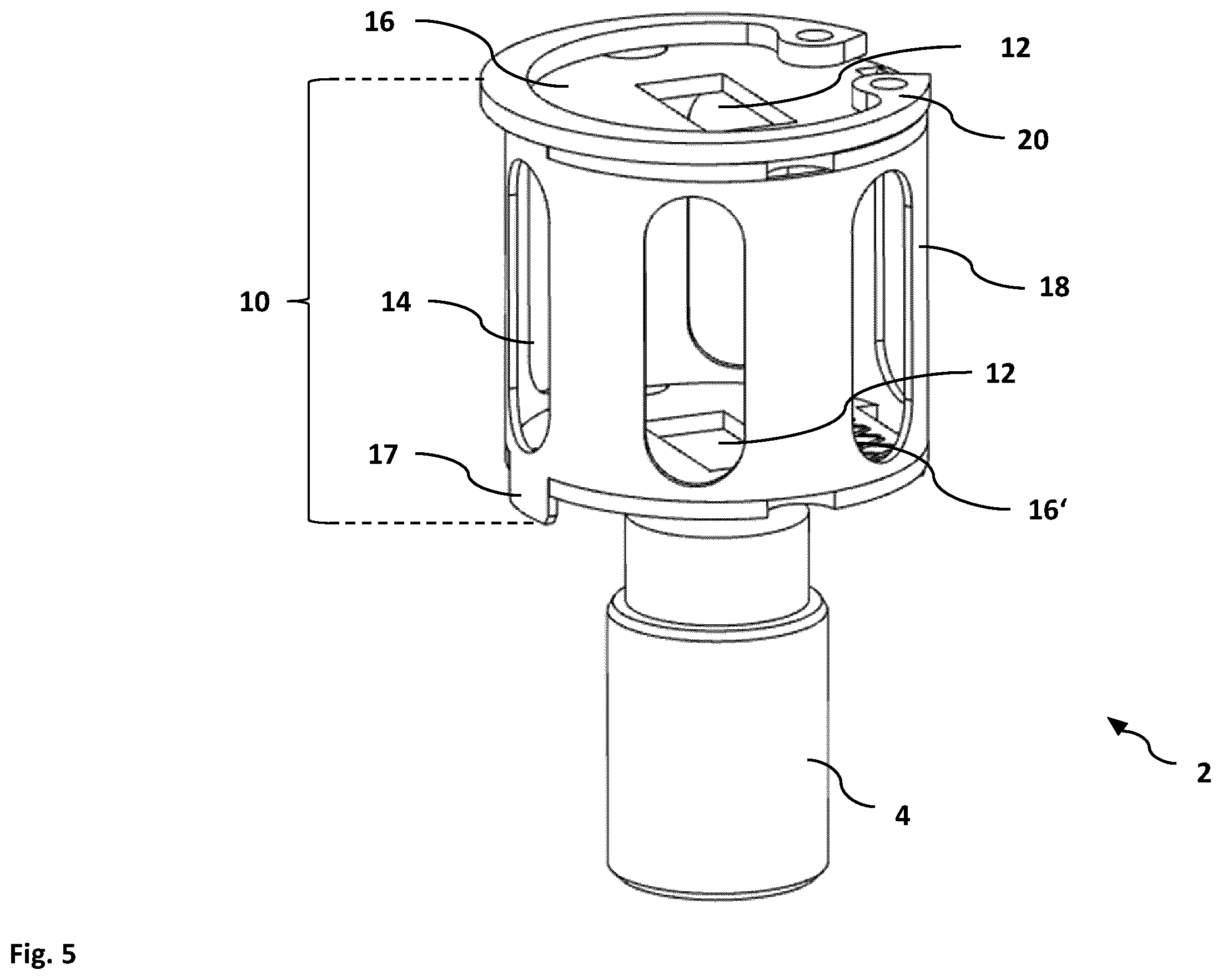 Patent US12612698 Figure 5 – Holding device for holding a magnetizable substrate during processing of a substrate surface of the substrate