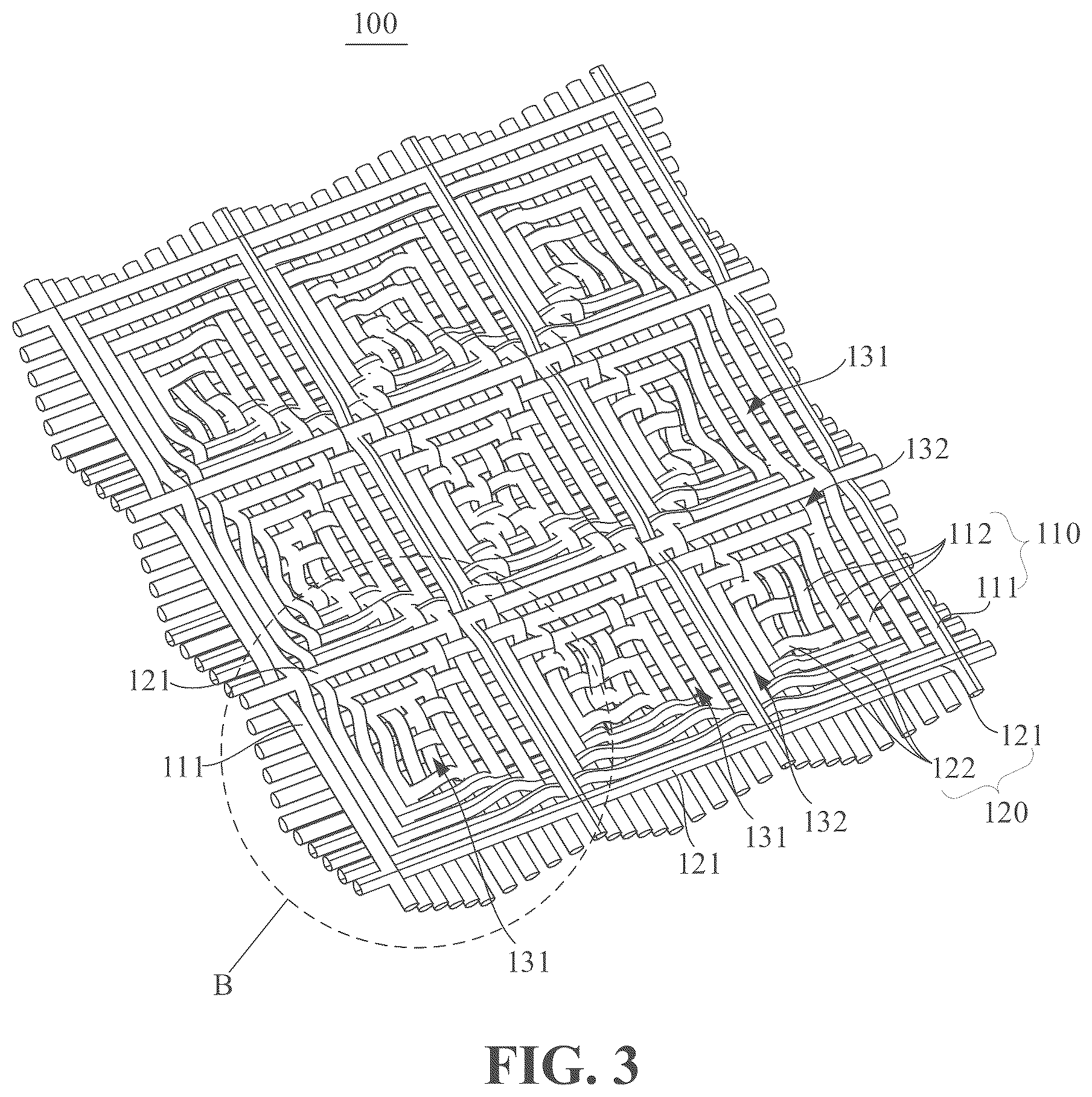 Patent US12612716 Figure 3 – Waffle weave floor mat