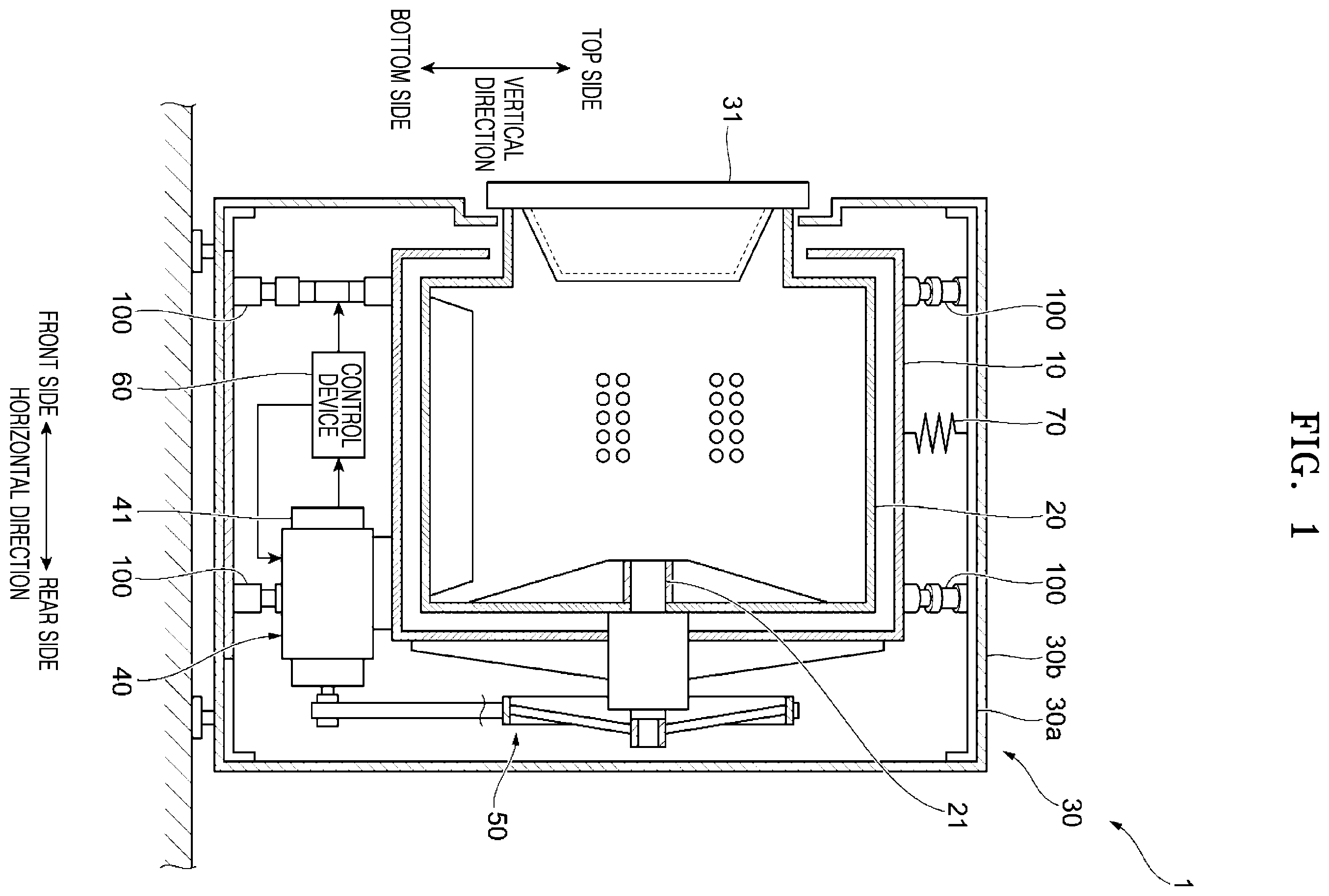 Patent US12612722 Figure 1 – Washing machine including damper for damping vibration of tub