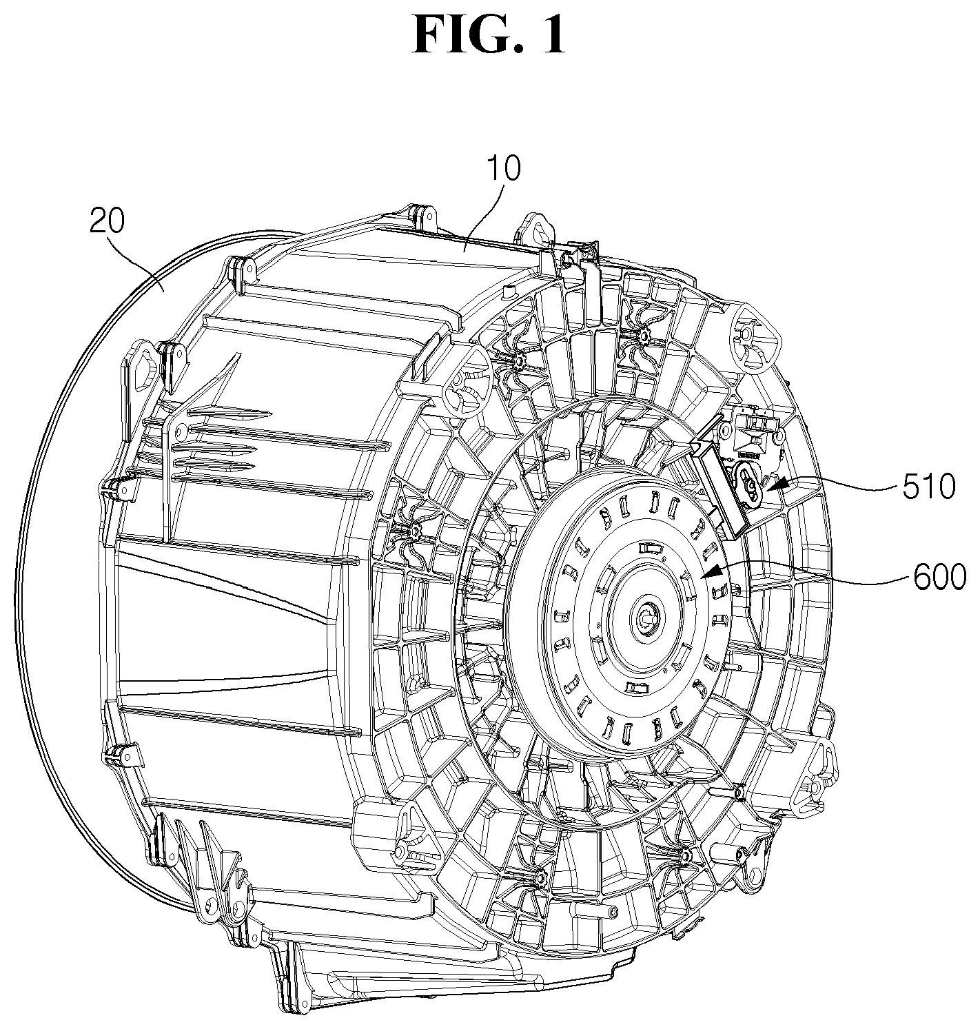 Patent US12612723 Figure 1 – Washing machine driving system and a washing machine with the same