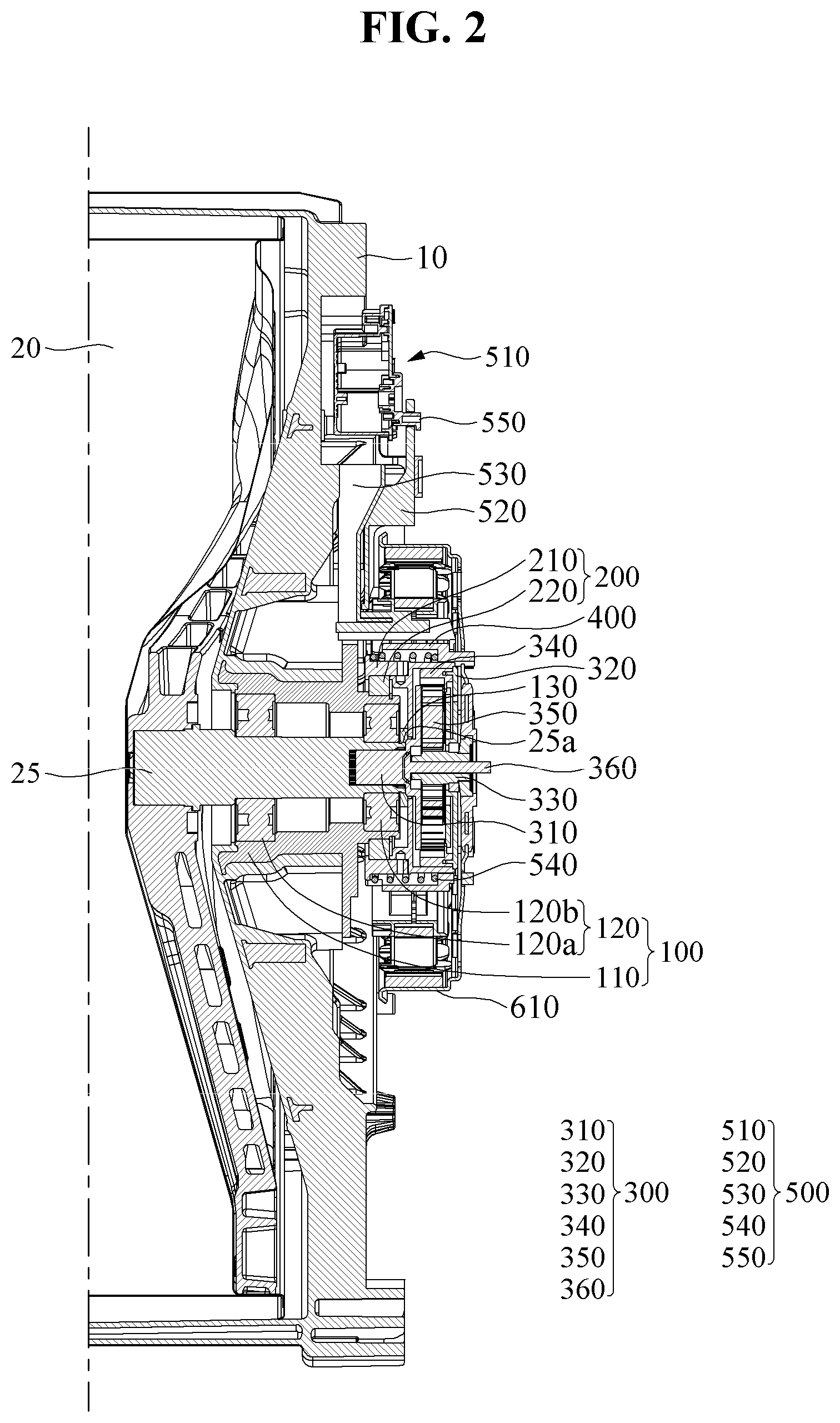 Patent US12612723 Figure 2 – Washing machine driving system and a washing machine with the same