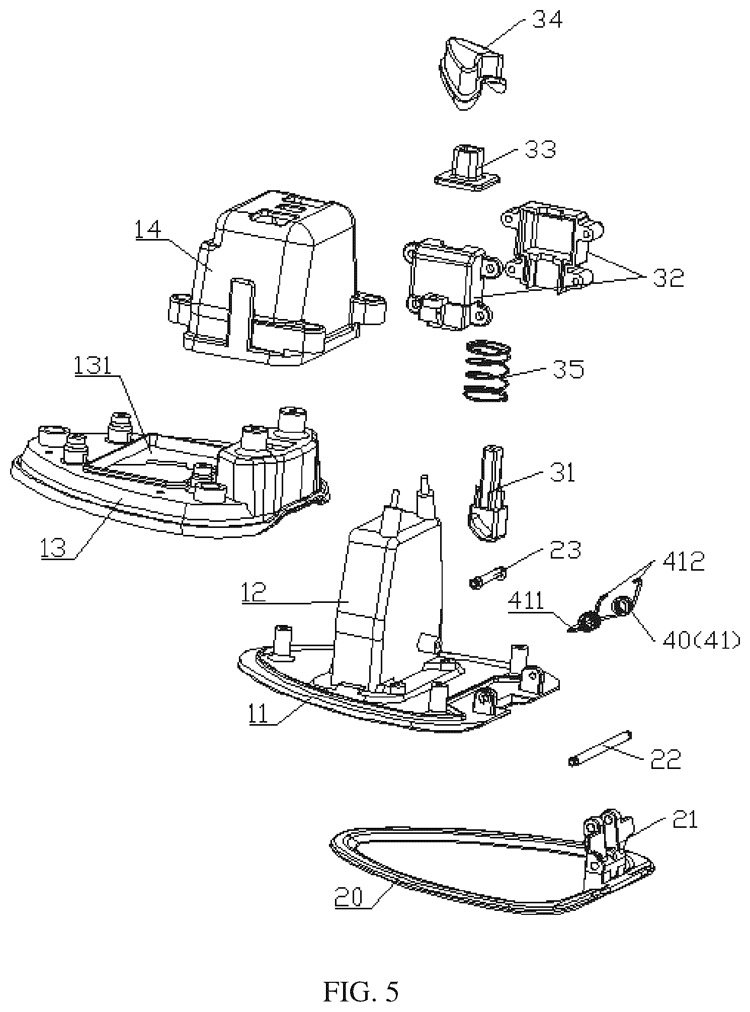 Patent US12612728 Figure 4 – Steam brush with clamping and ironing structure and steaming ironing machine