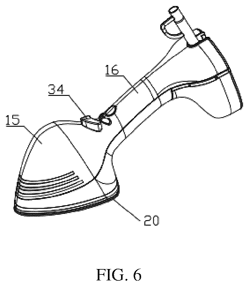 Patent US12612728 Figure 5 – Steam brush with clamping and ironing structure and steaming ironing machine