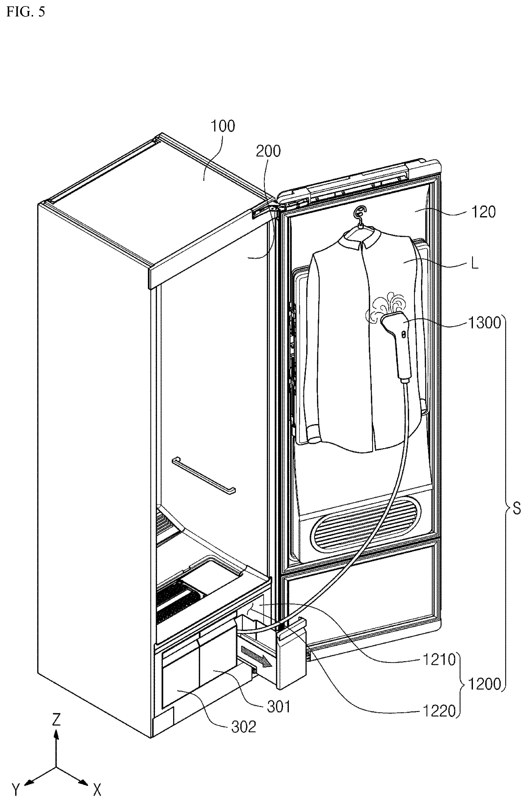 Patent US12612729 Figure 5 – Ironing module including steam iron and laundry treating apparatus including the same