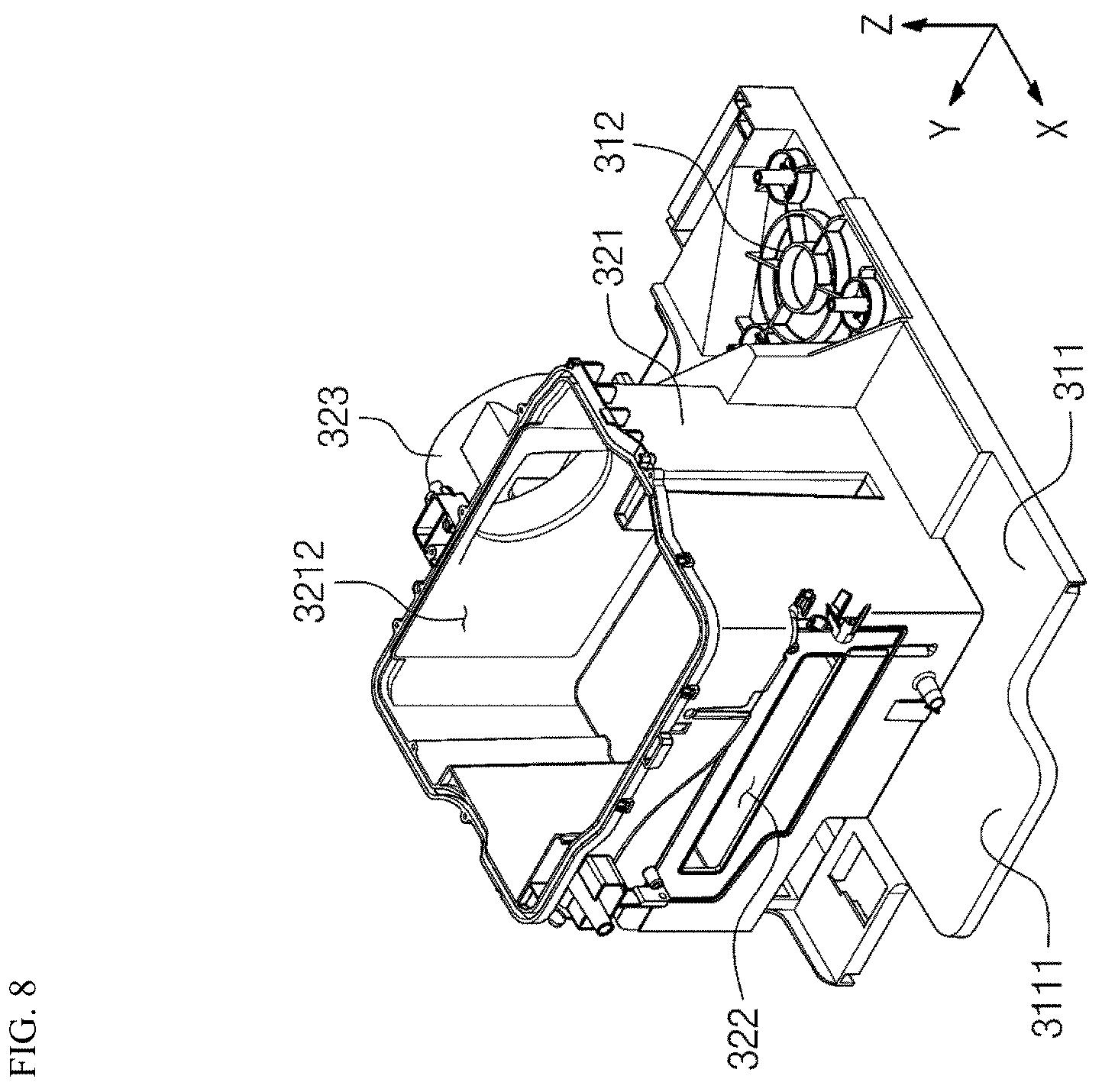 Patent US12612729 Figure 8 – Ironing module including steam iron and laundry treating apparatus including the same