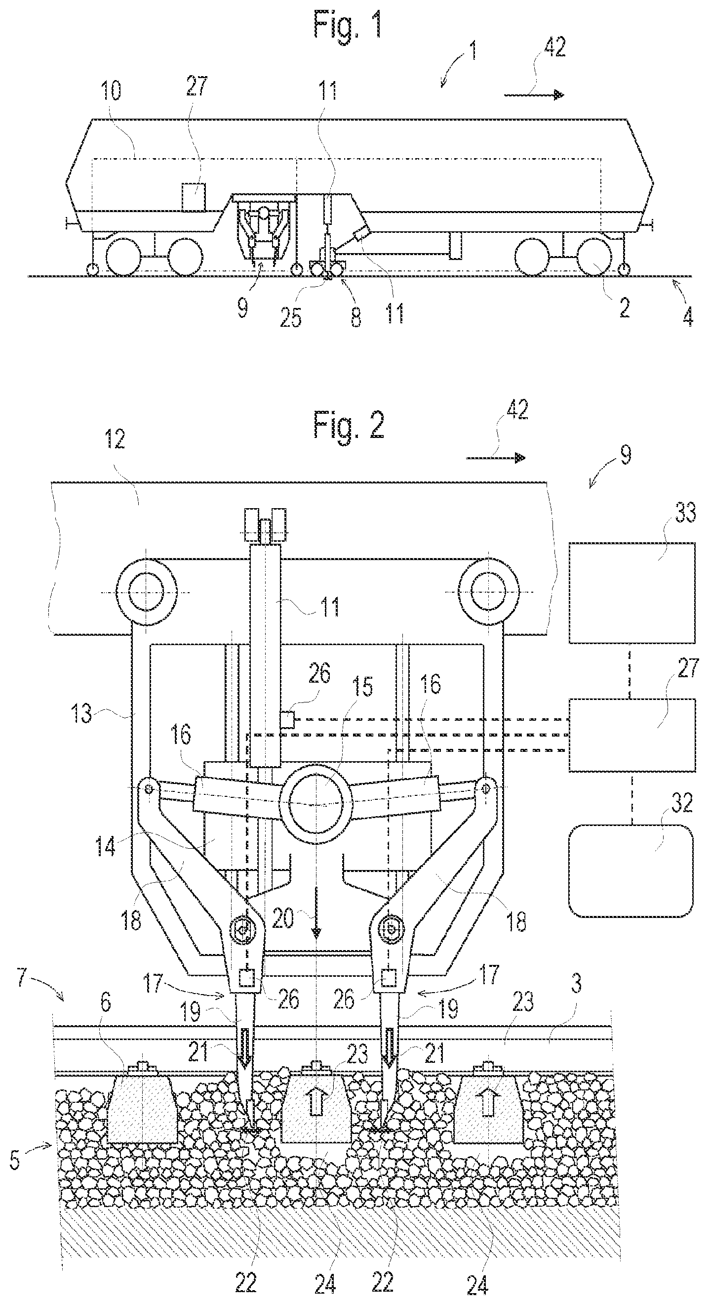 Patent US12612740 Figure 1 – Method and machine for tamping a track
