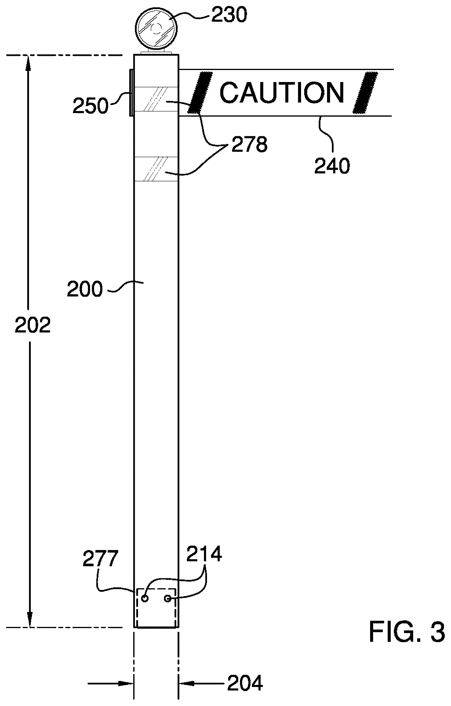 Patent US12612749 Figure 3 – Safety barricade system for use with metal grate flooring