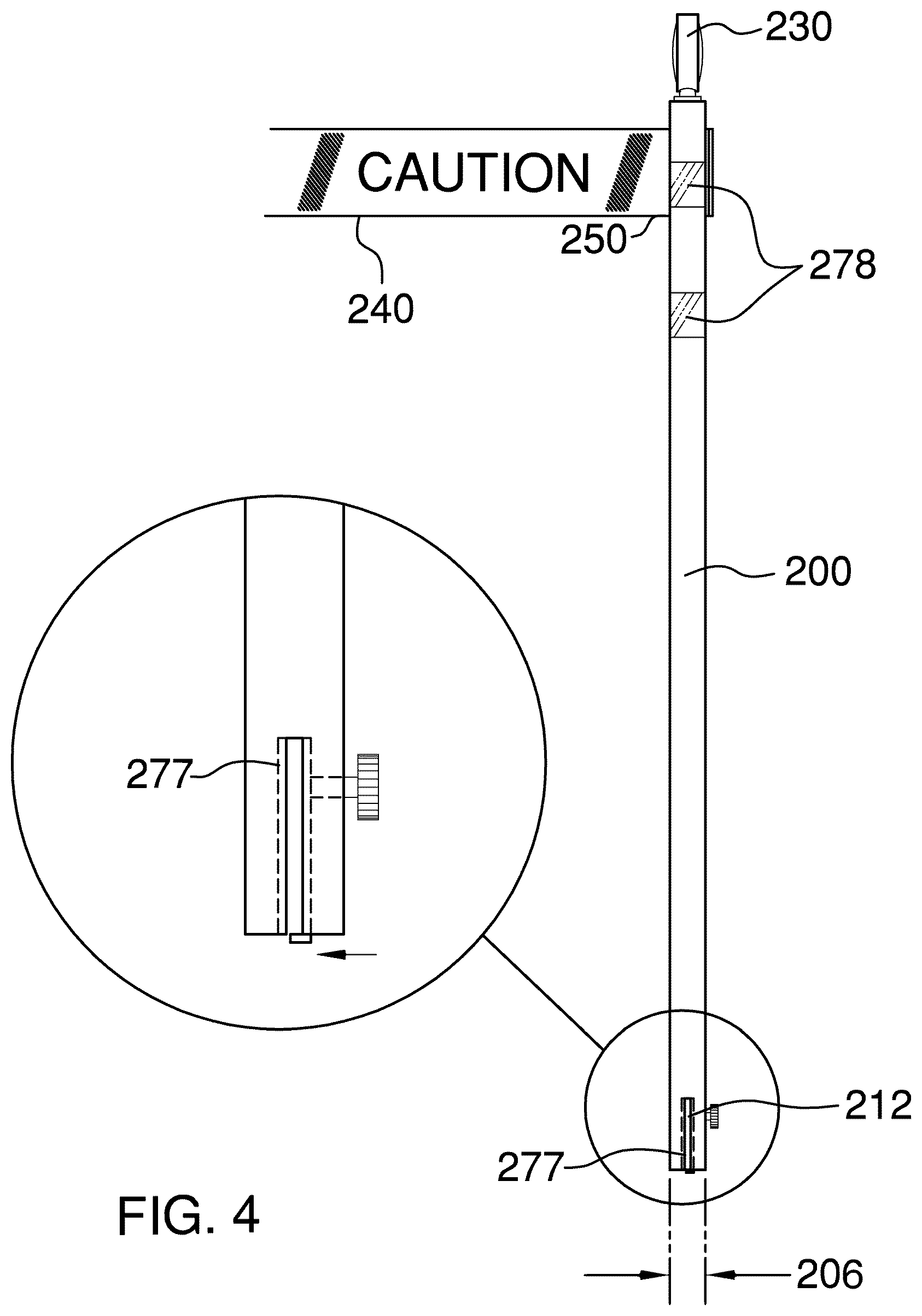 Patent US12612749 Figure 4 – Safety barricade system for use with metal grate flooring