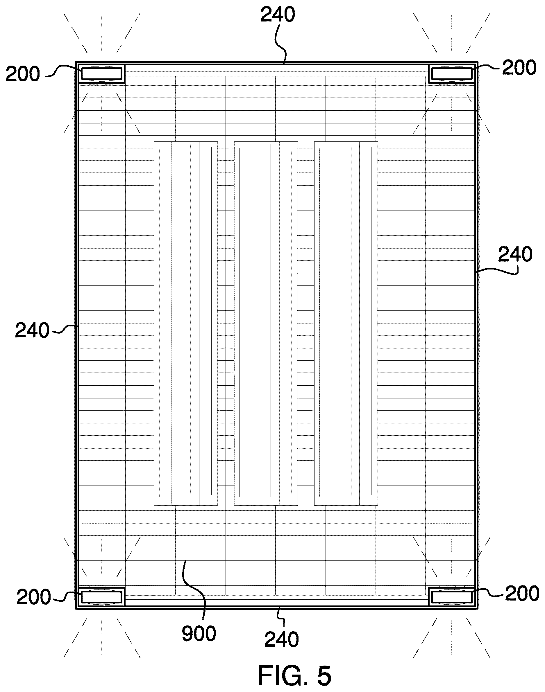 Patent US12612749 Figure 5 – Safety barricade system for use with metal grate flooring