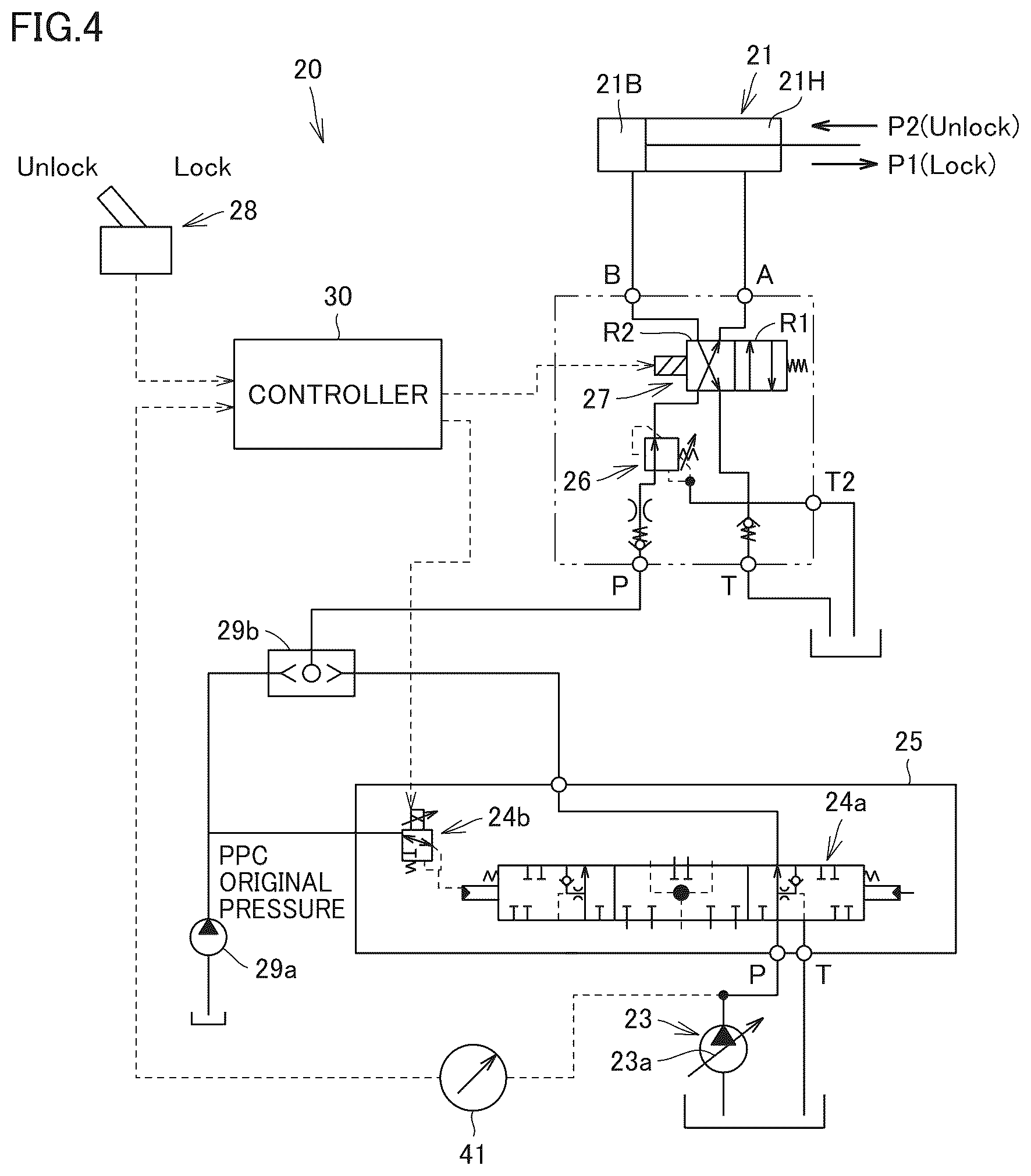 Patent US12612757 Figure 4 – Hydraulic system for work machine, work machine, and method for controlling hydraulic system