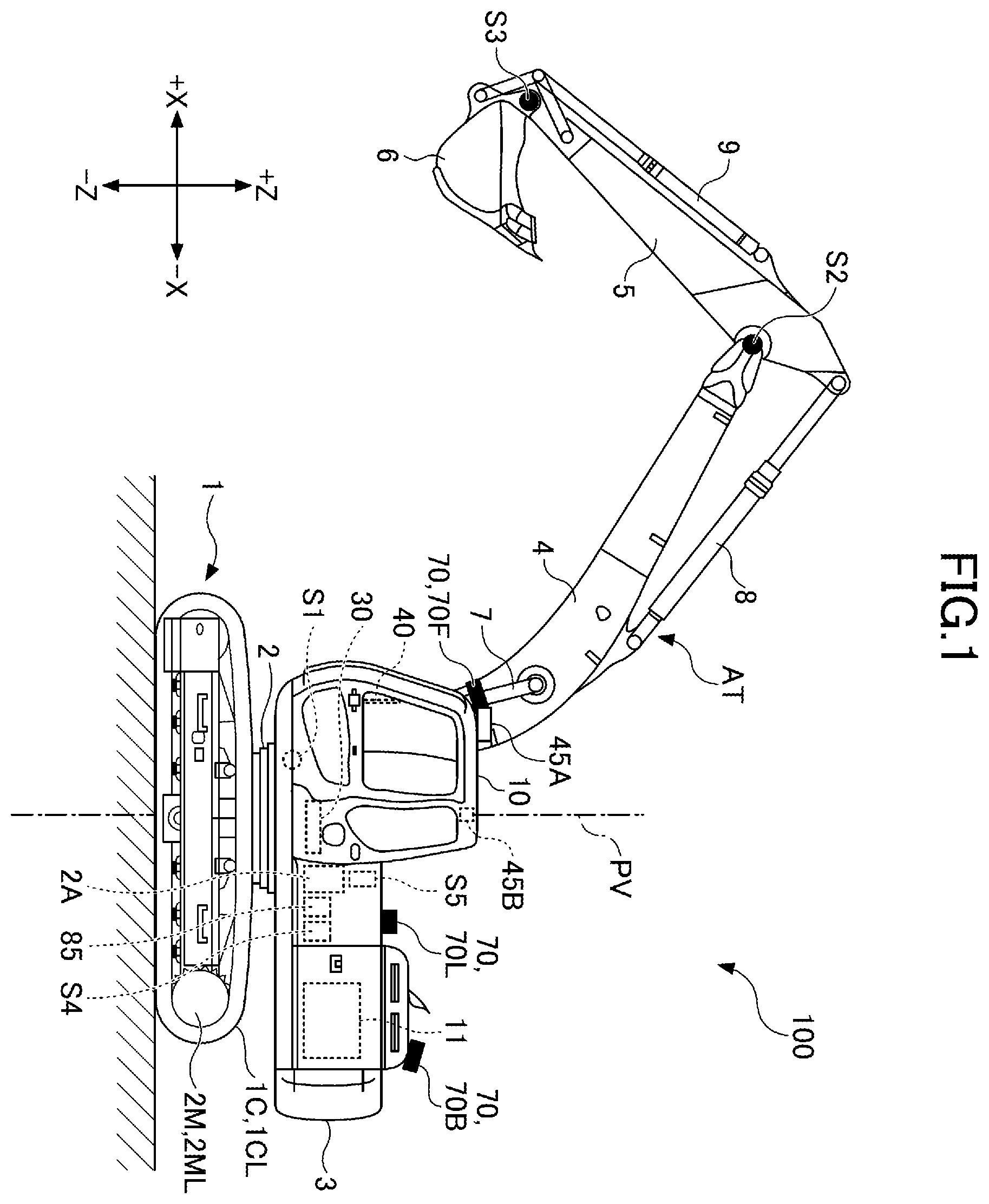 Patent US12612760 Figure 1 – Shovel, shovel control device, and machine learning device