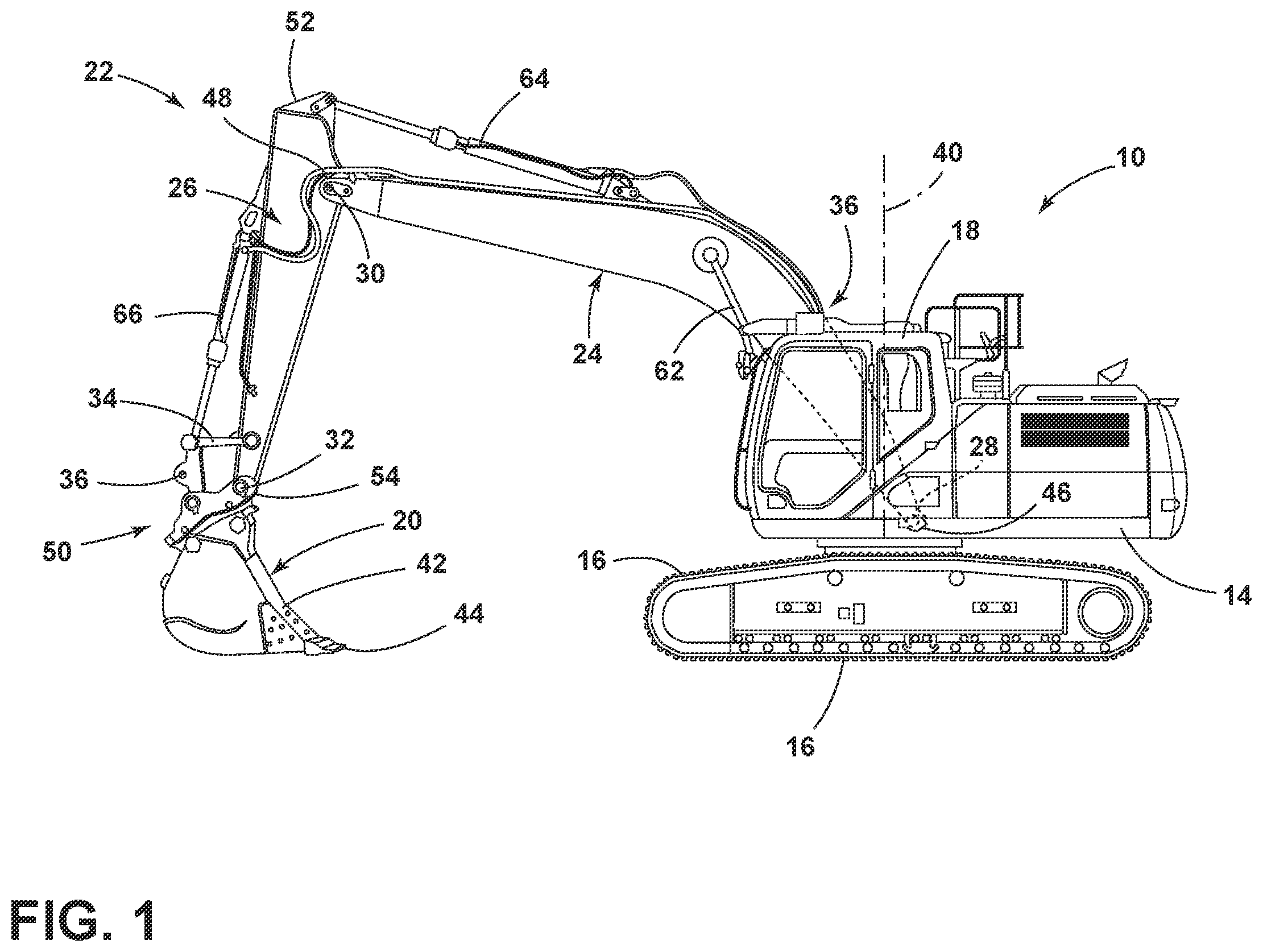 Patent US12612765 Figure 1 – Hydraulic fitting assembly for a construction vehicle