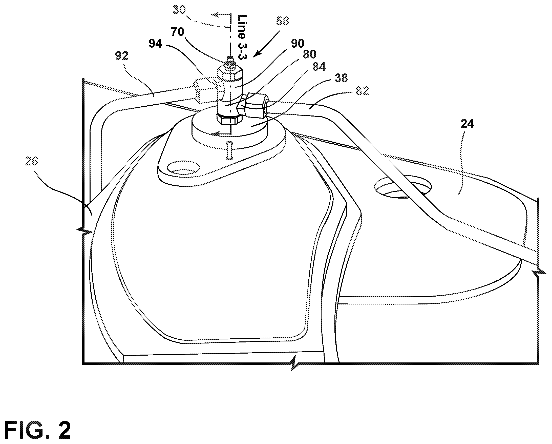 Patent US12612765 Figure 2 – Hydraulic fitting assembly for a construction vehicle