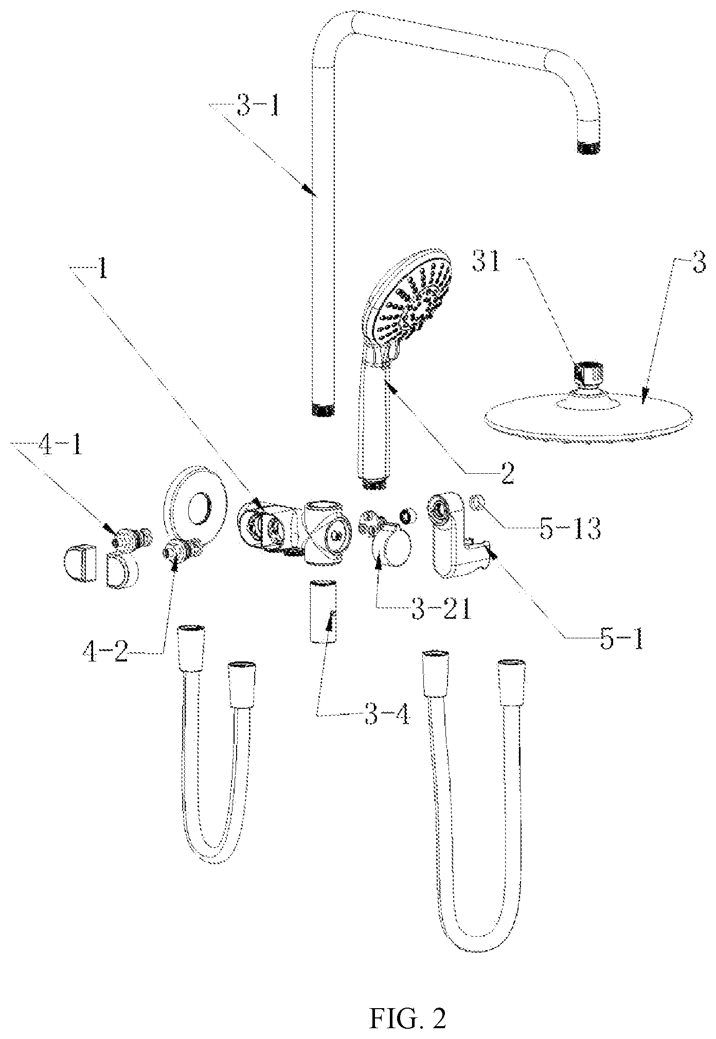 Patent US12612772 Figure 2 – Integrated wall-mounted base having handheld shower holder of shower system and shower system including same