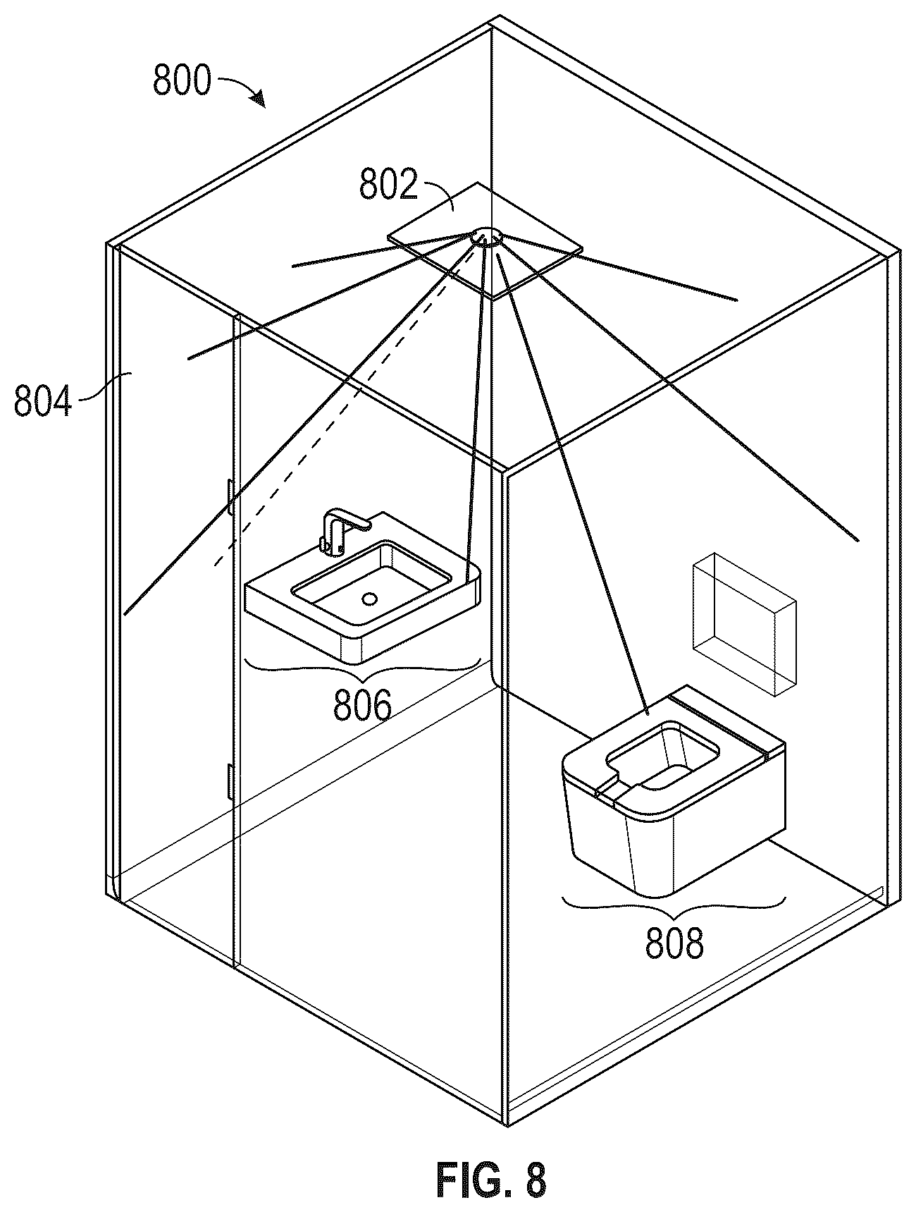 Patent US12612774 Figure 8 – UV light sanitizing solutions for sanitary wares
