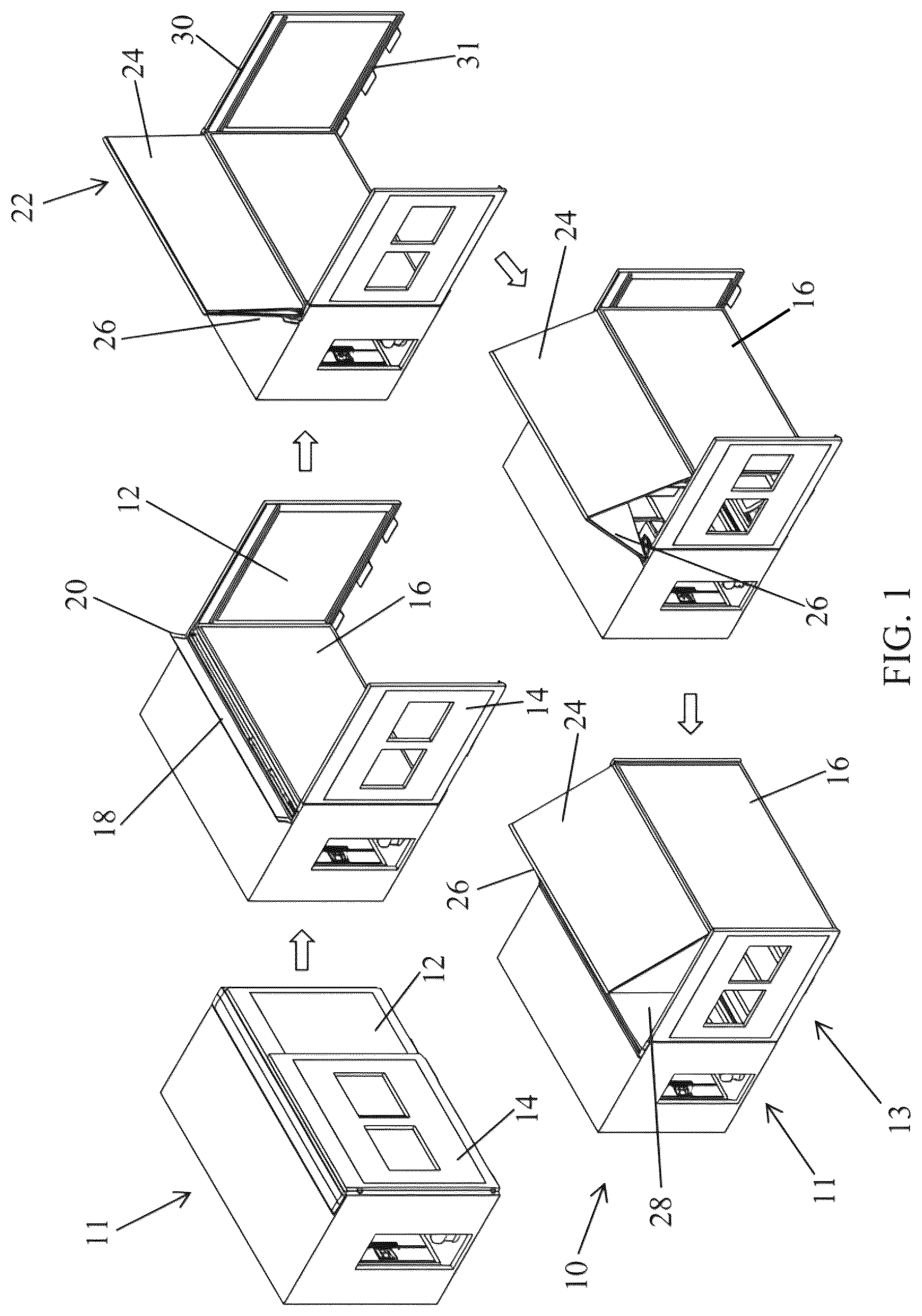 Patent US12612778 Figure 1 – One-directional expansion house structure