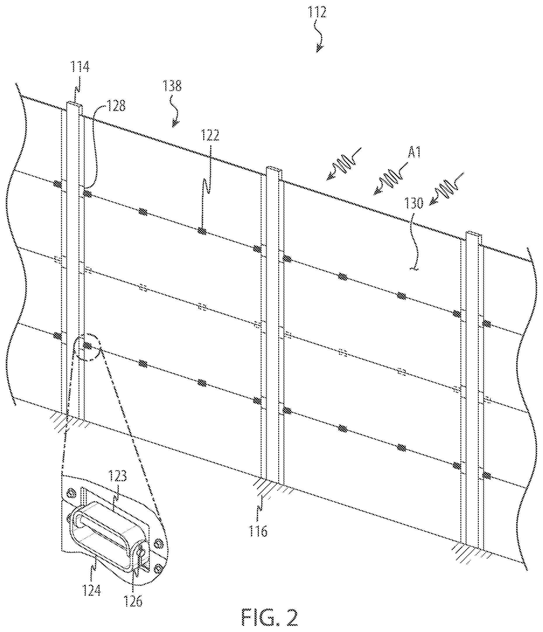 Patent US12612779 Figure 2 – Articulated perimeter wall for an industrial worksite