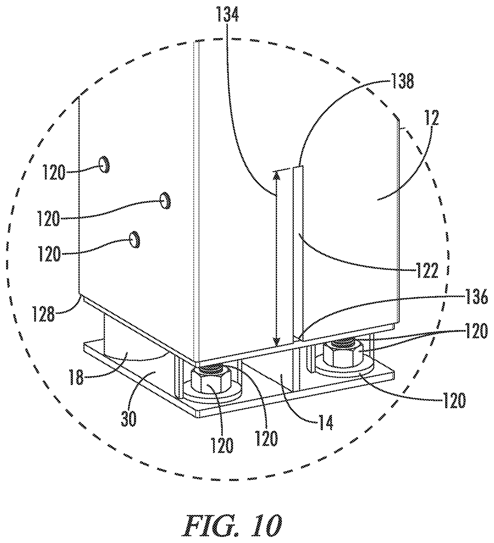 Patent US12612781 Figure 9 – Elevated knife plate bracket