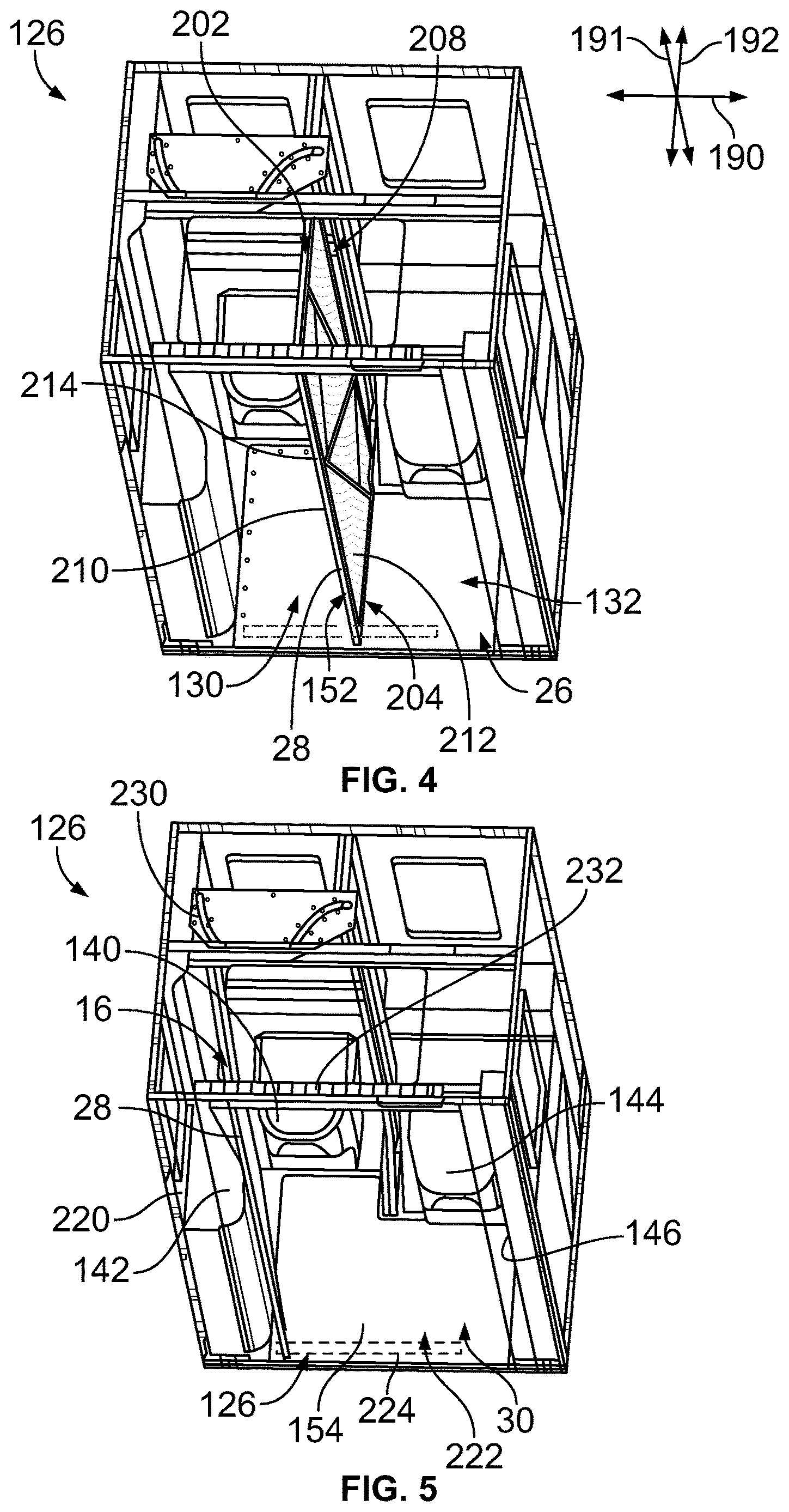 Patent US12612783 Figure 4 – Lavatory with movable partition wall