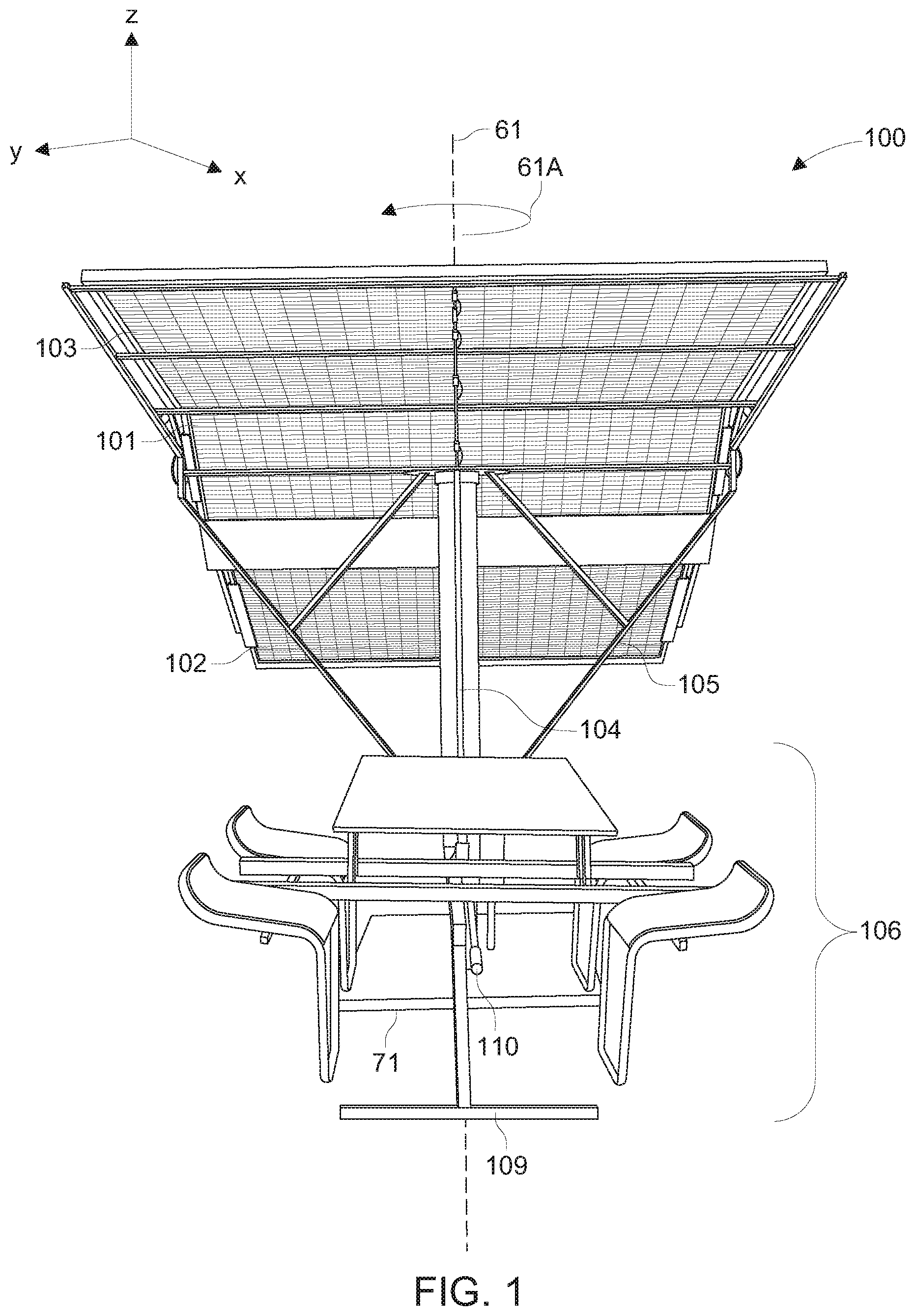 Patent US12612786 — Shading apparatus with panels — Figure 1