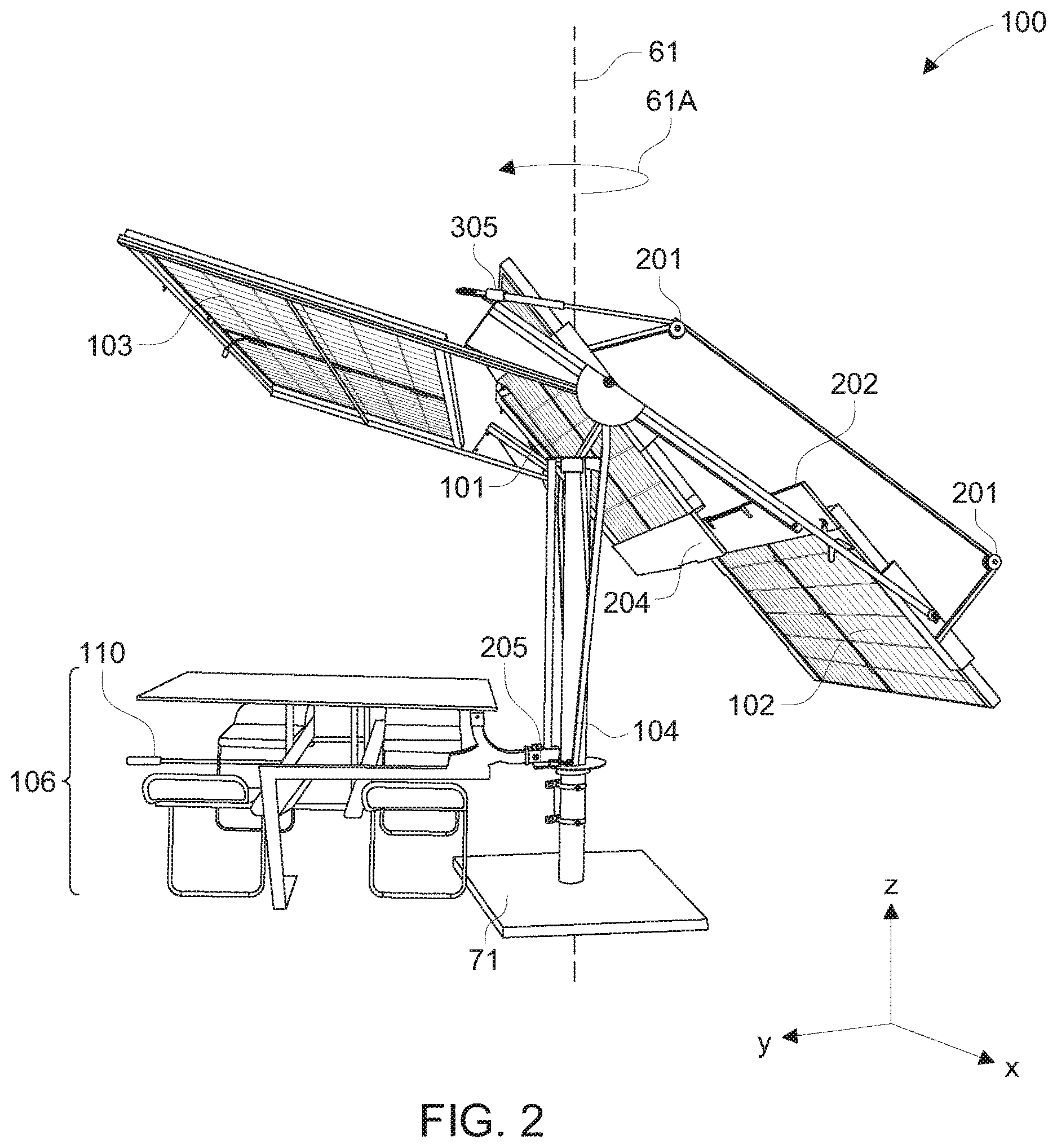 Patent US12612786 Figure 2 – Shading apparatus with panels