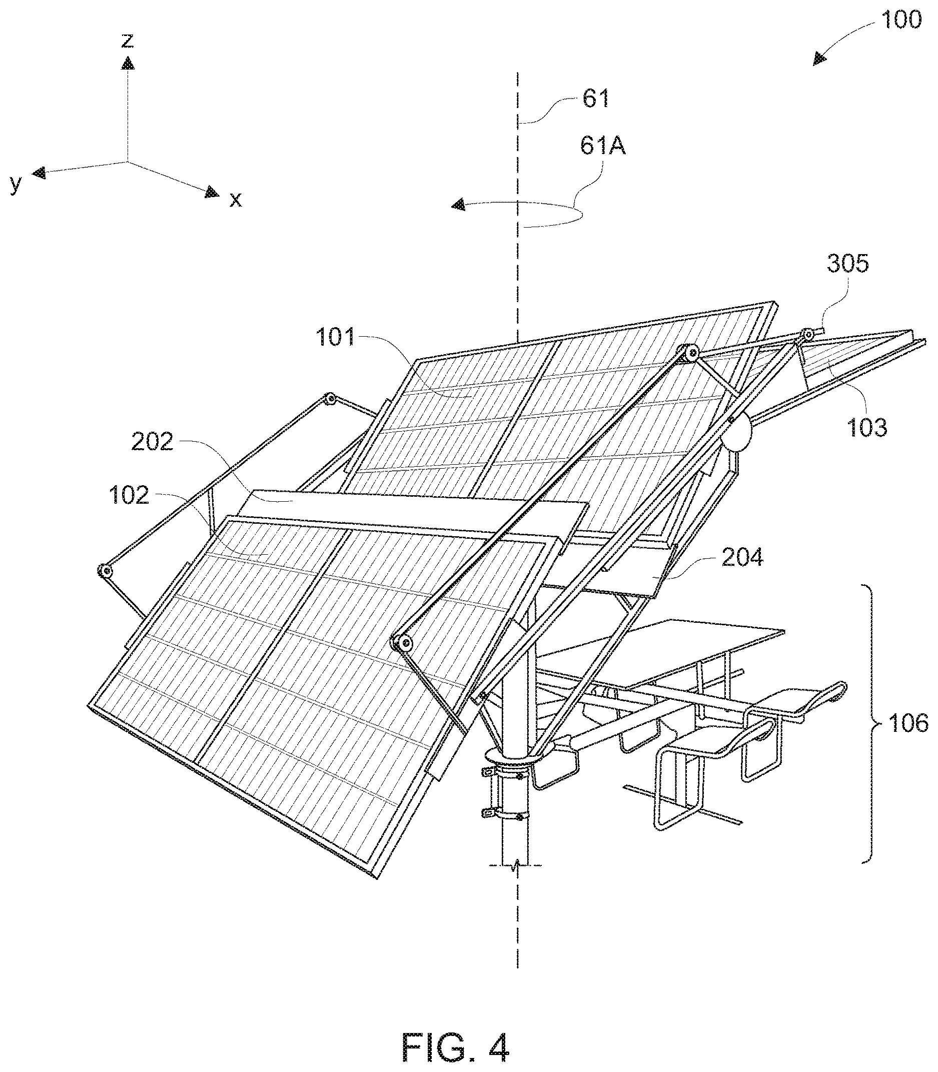 Patent US12612786 Figure 4 – Shading apparatus with panels