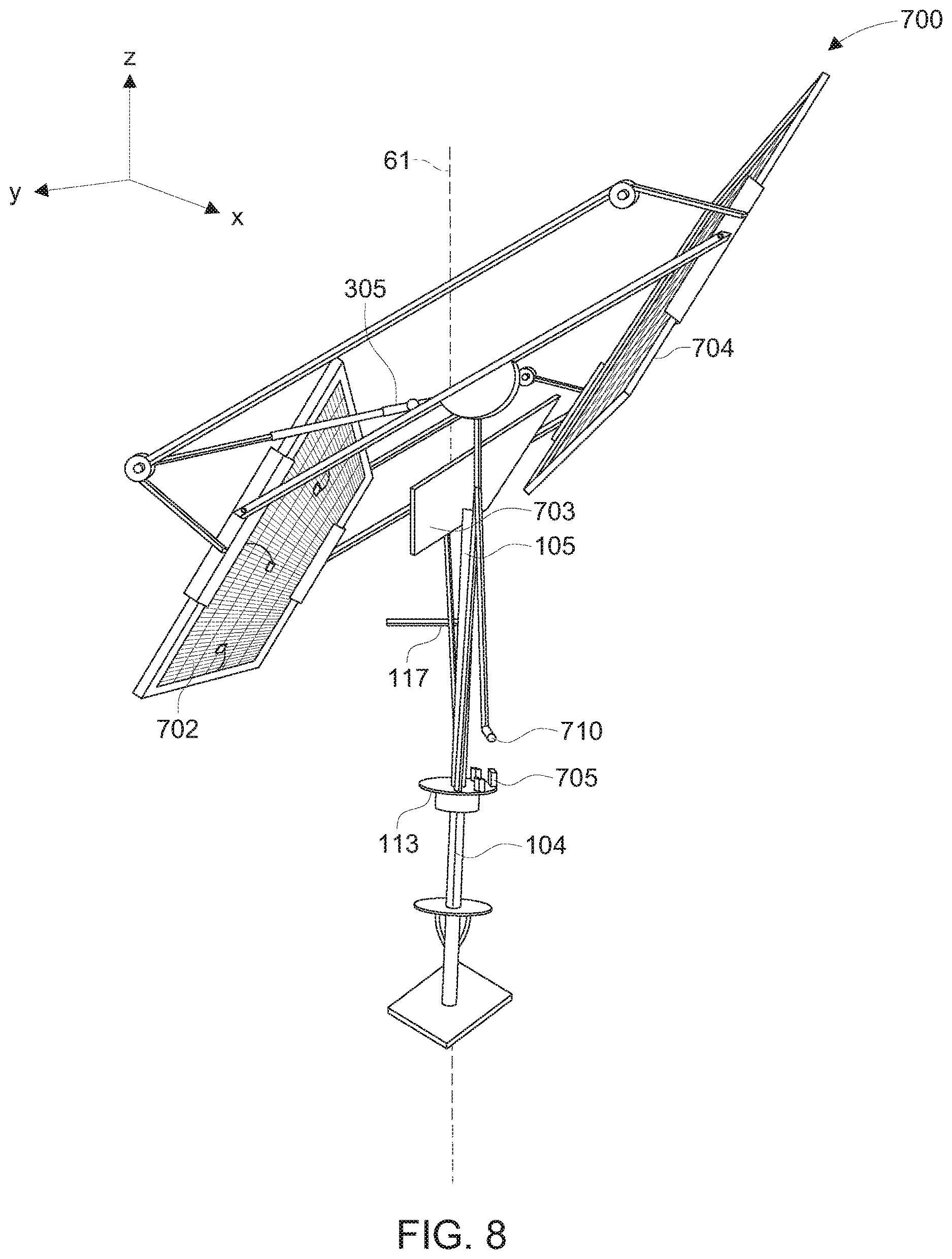 Patent US12612786 Figure 8 – Shading apparatus with panels