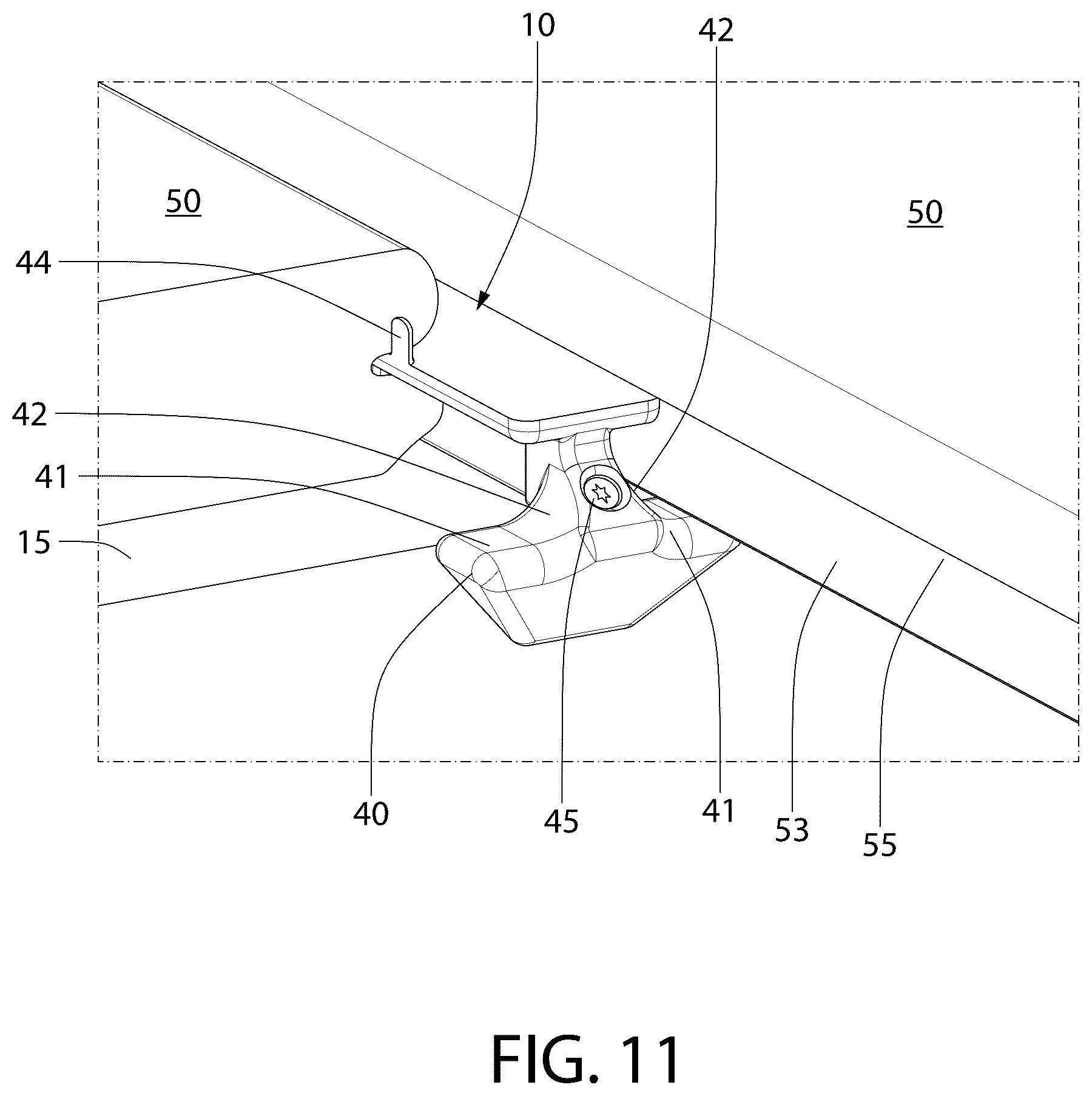 Patent US12612790 Figure 10 – Hidden fastener for abutting boards