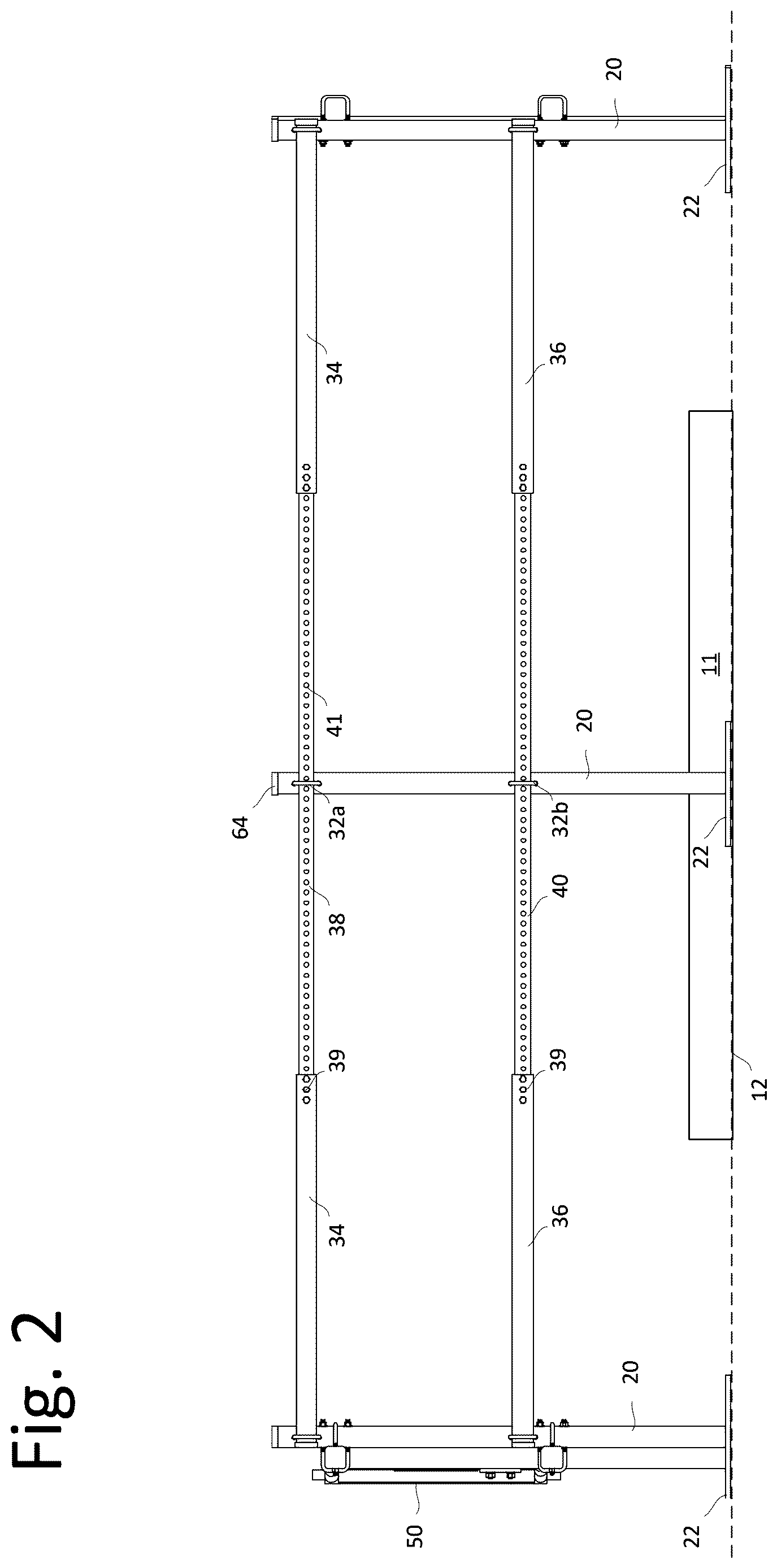 Patent US12612794 Figure 2 – Portable rooftop guardrail assembly