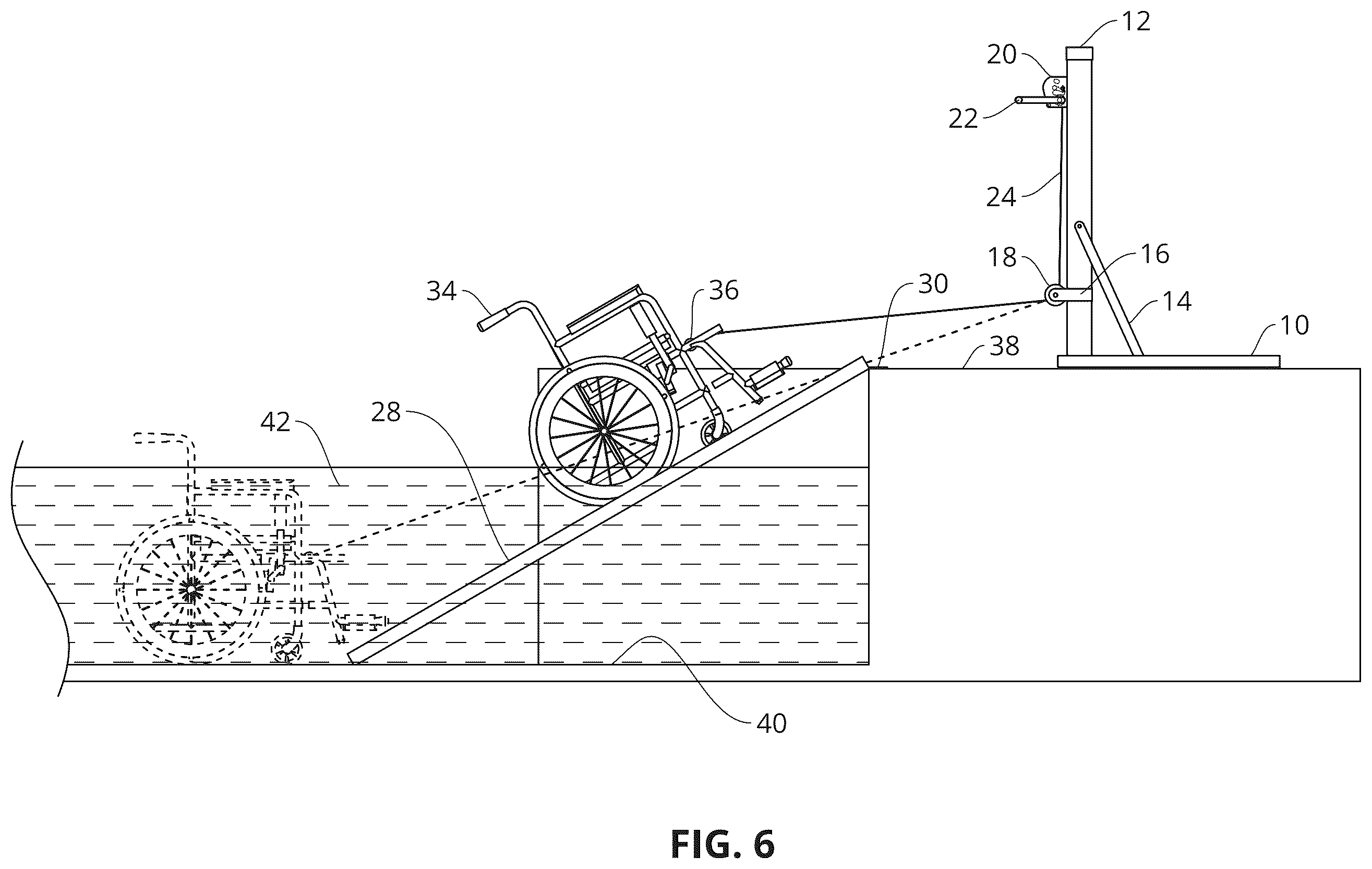 Patent US12612796 Figure 4 – Device and method for transferring handicapped or disabled persons into or out of a swimming pool