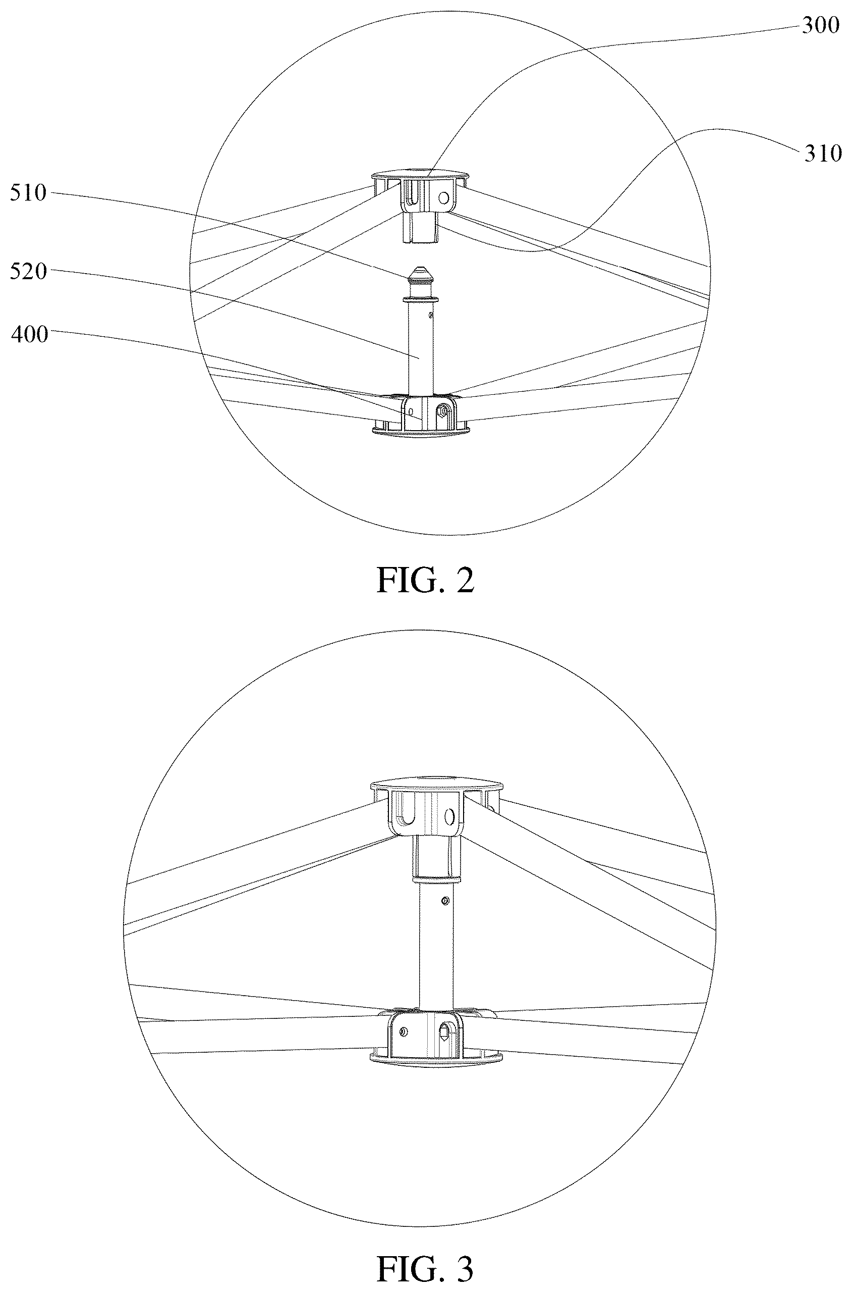 Patent US12612799 Figure 2 – Central locking mechanism for folding tent, novel central locking mechanism and folding tent
