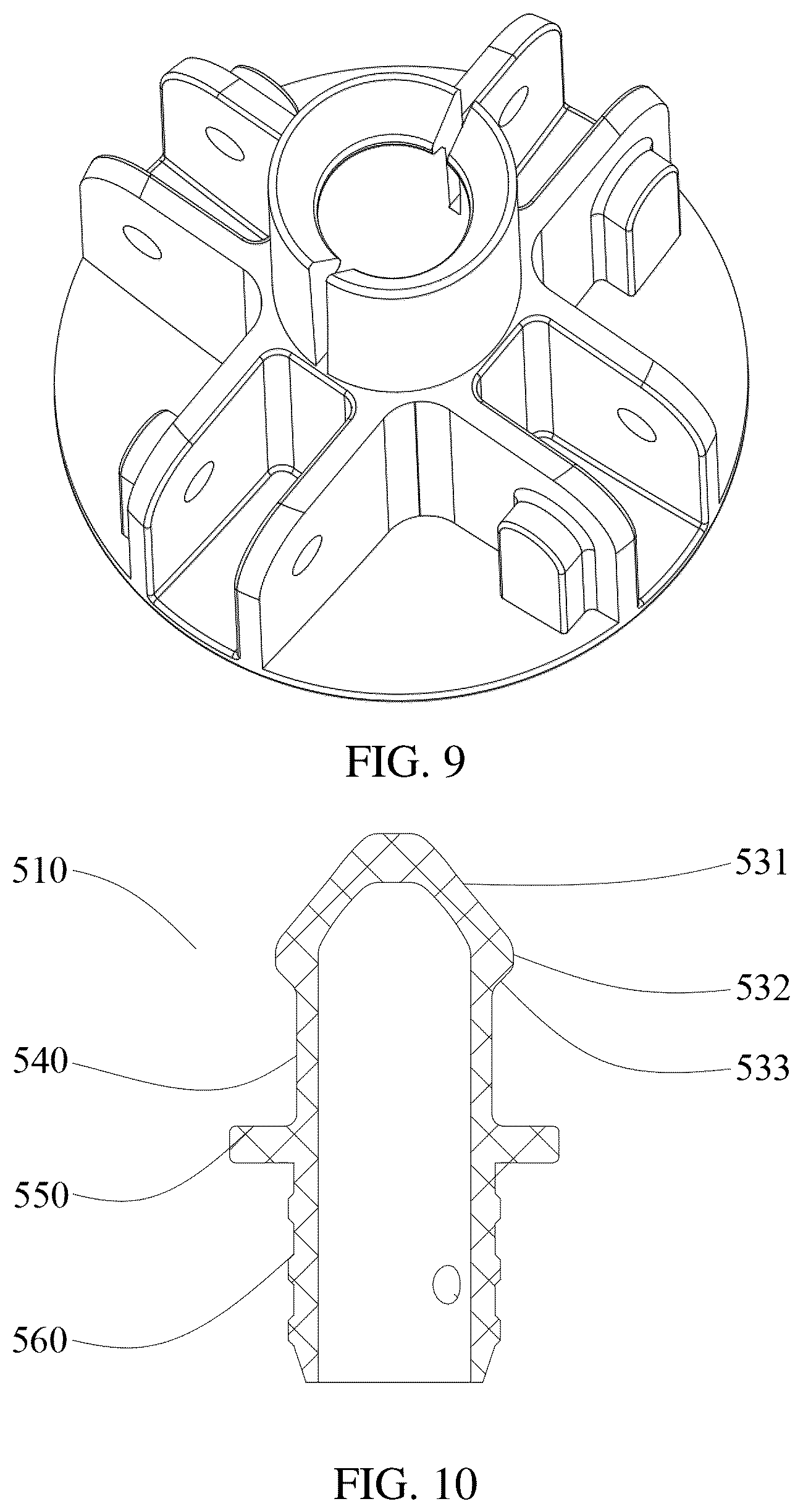 Patent US12612799 Figure 6 – Central locking mechanism for folding tent, novel central locking mechanism and folding tent