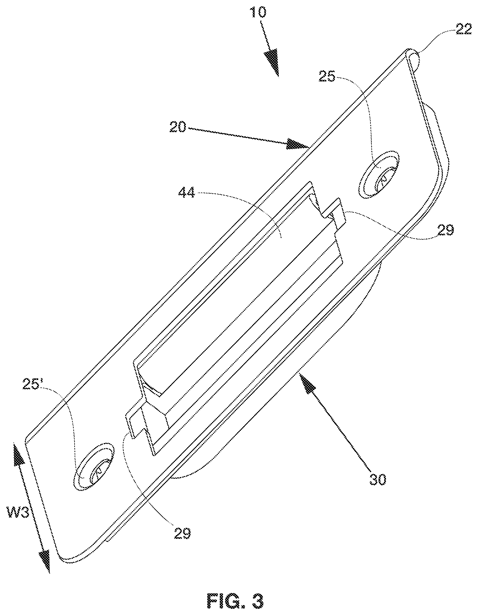 Patent US12612801 Figure 3 – Strike plate for door assembly members
