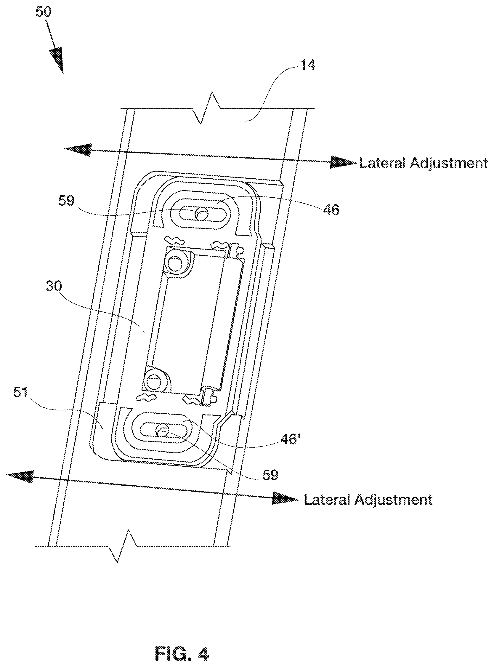 Patent US12612801 Figure 4 – Strike plate for door assembly members