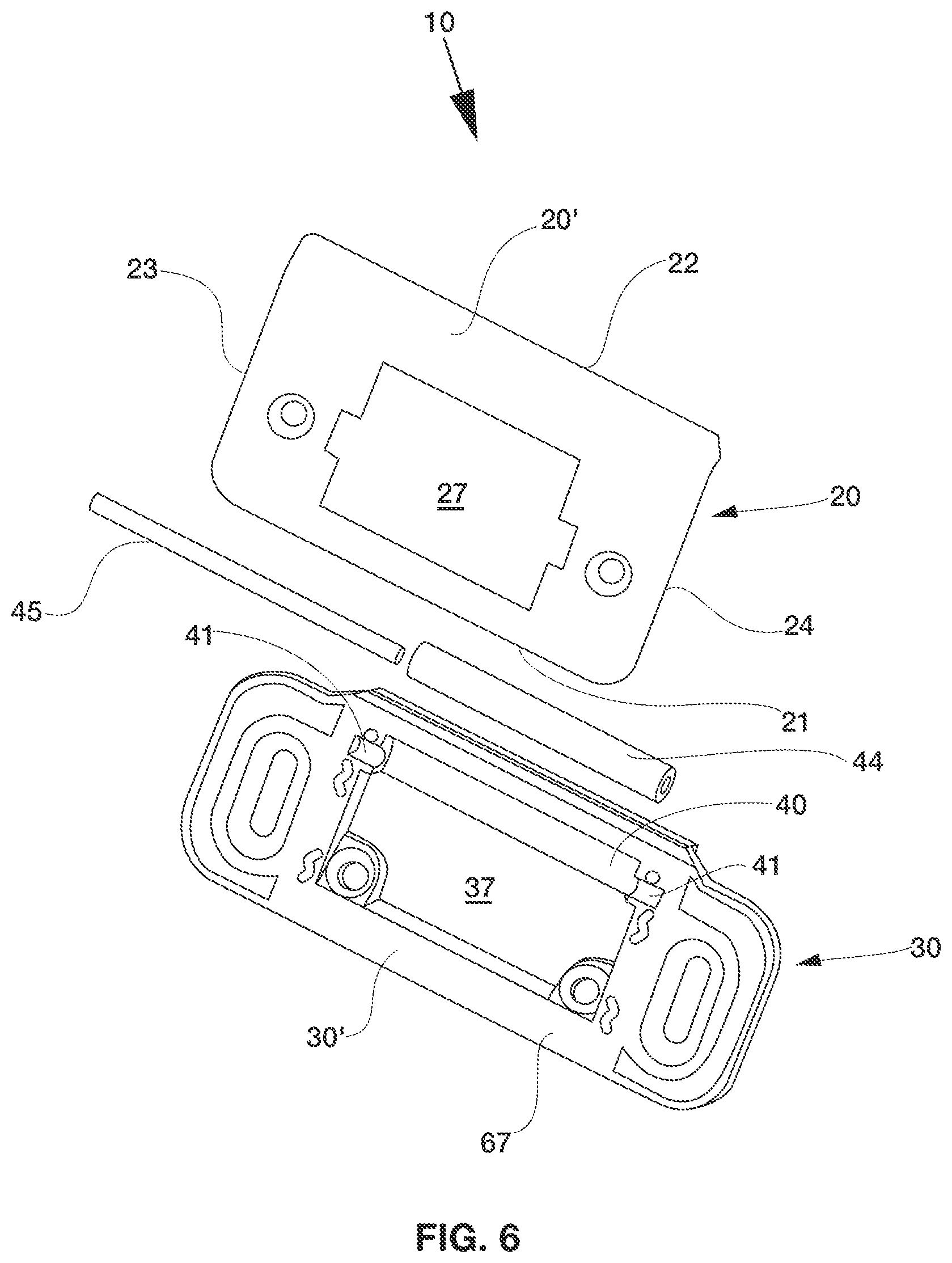 Patent US12612801 Figure 6 – Strike plate for door assembly members