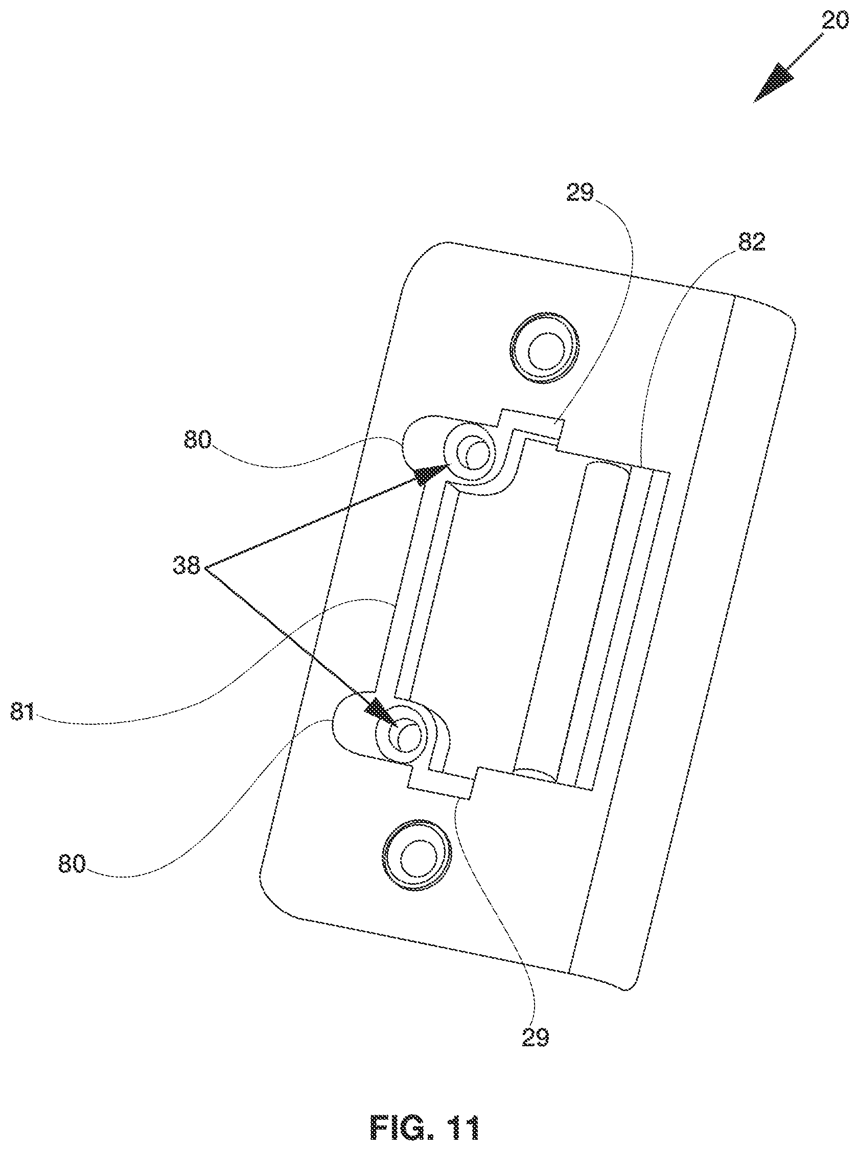 Patent US12612801 Figure 11 – Strike plate for door assembly members