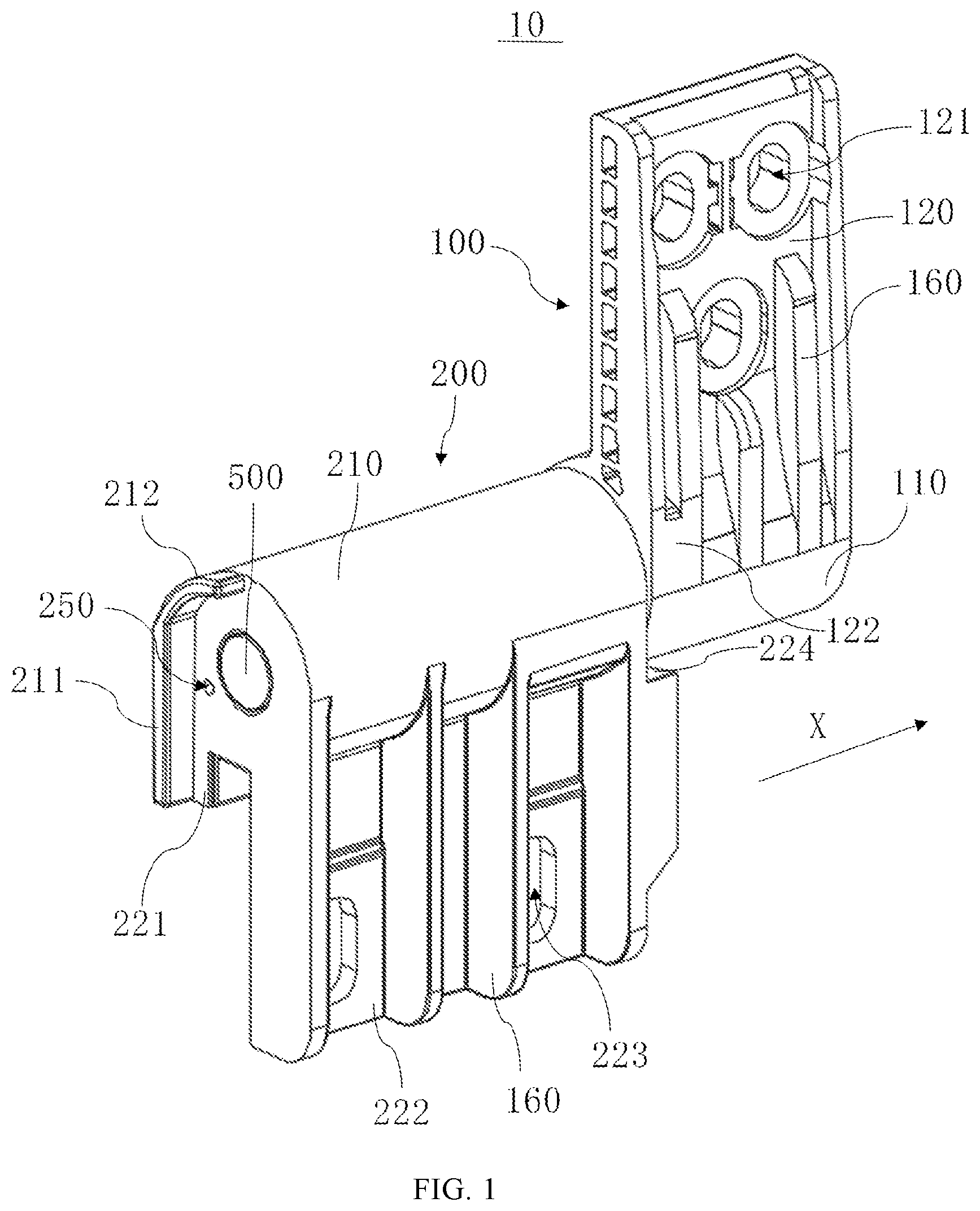 Patent US12612813 Figure 1 – Hinge and opening and closing device