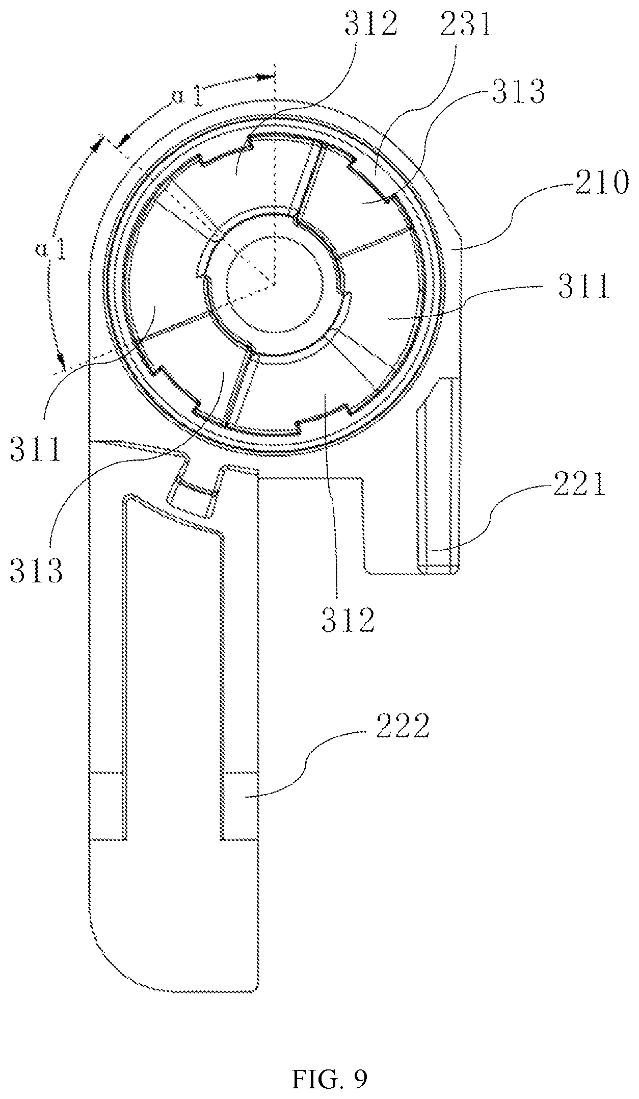 Patent US12612813 Figure 8 – Hinge and opening and closing device