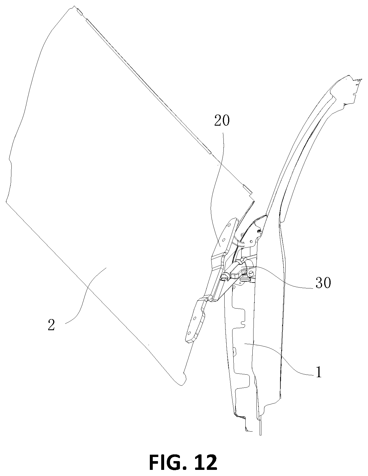Patent US12612814 Figure 6 – Butterfly door hinge and vehicle having the same