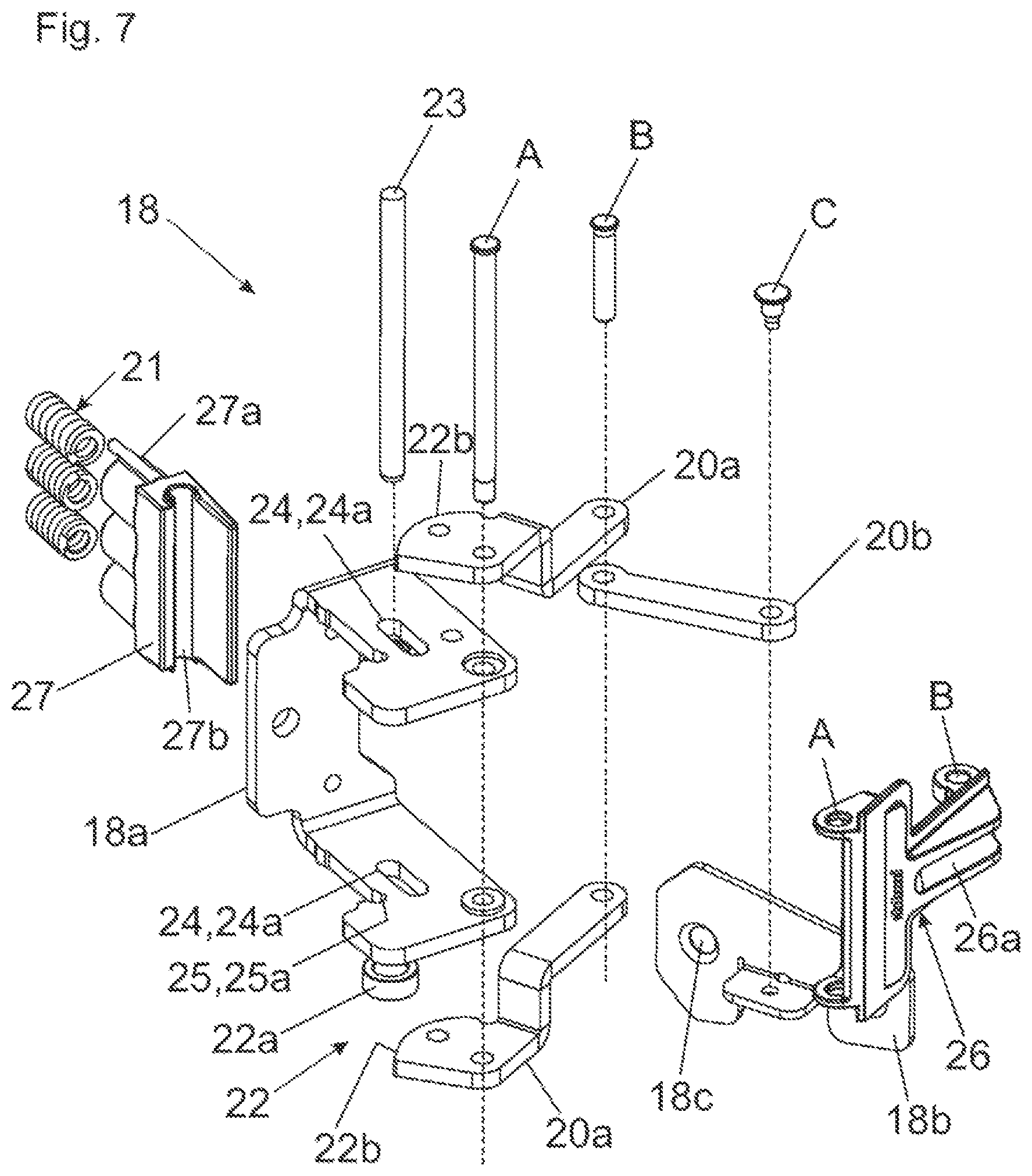 Patent US12612816 Figure 7 – Guide system for guiding at least one door leaf relative to a furniture body