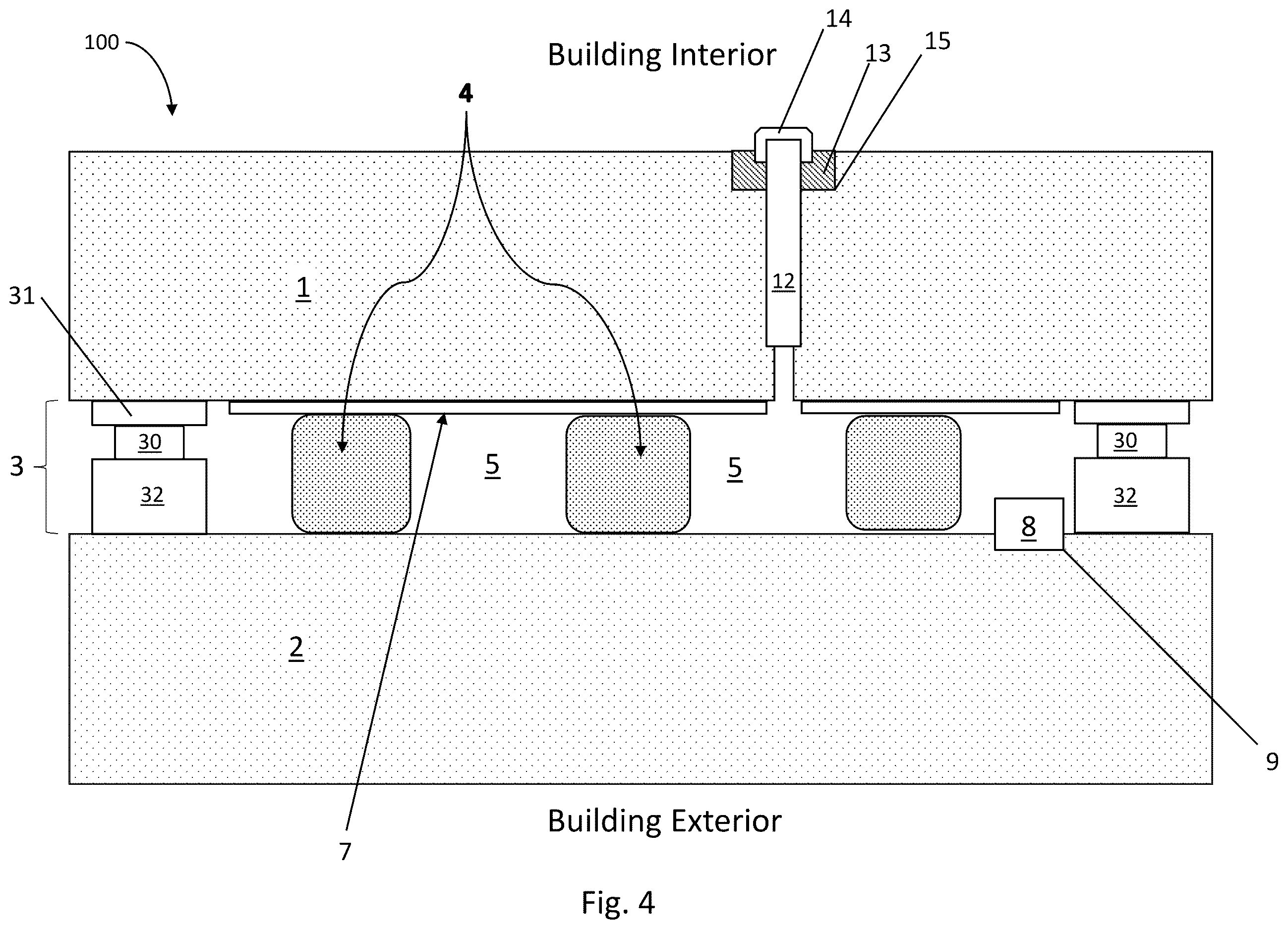 Patent US12612821 Figure 4 – Vacuum insulated panel with improved thermal performance proximate edge of glass during asymmetric thermal conditions