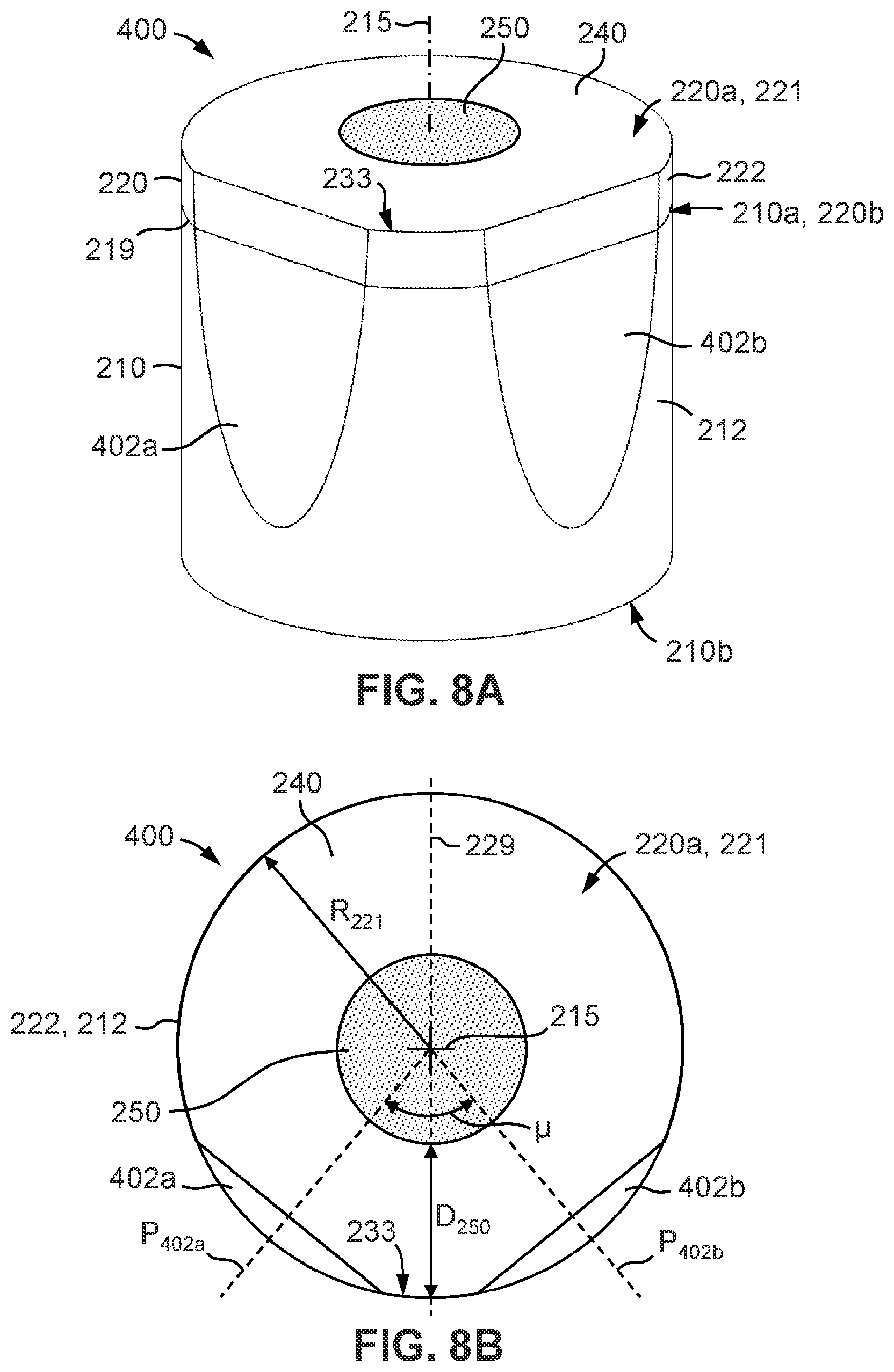 Patent US12612826 Figure 8 – Drill bit cutter elements with multiple surface finishes