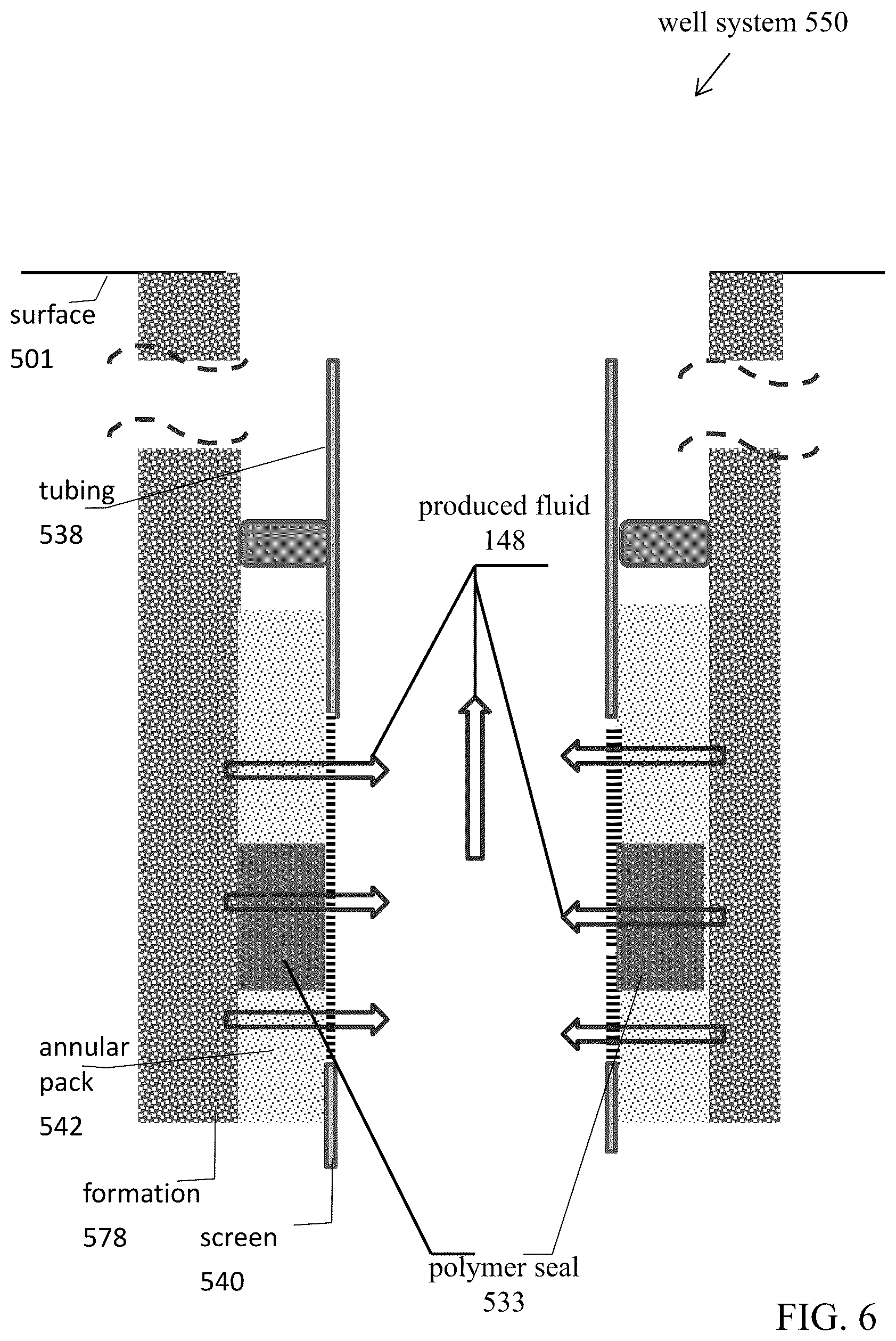 Patent US12612839 Figure 6 – Expandable polymer grout for sand control in a well